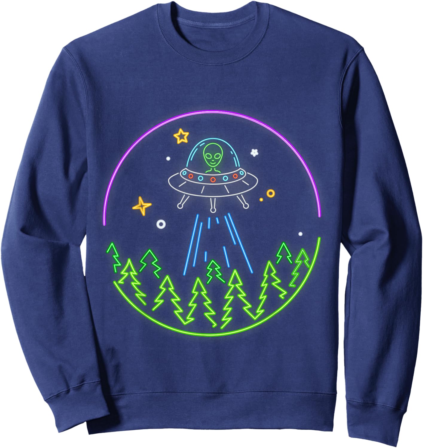 Alien Funny UFO Space Rave Alien Lovers Sweatshirt - Sweatshirt | Navy
