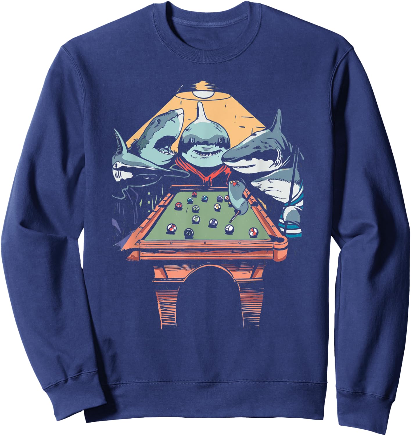 The Pool Sharks Funny Vintage Painting Parody Sweatshirt - Sweatshirt | Navy