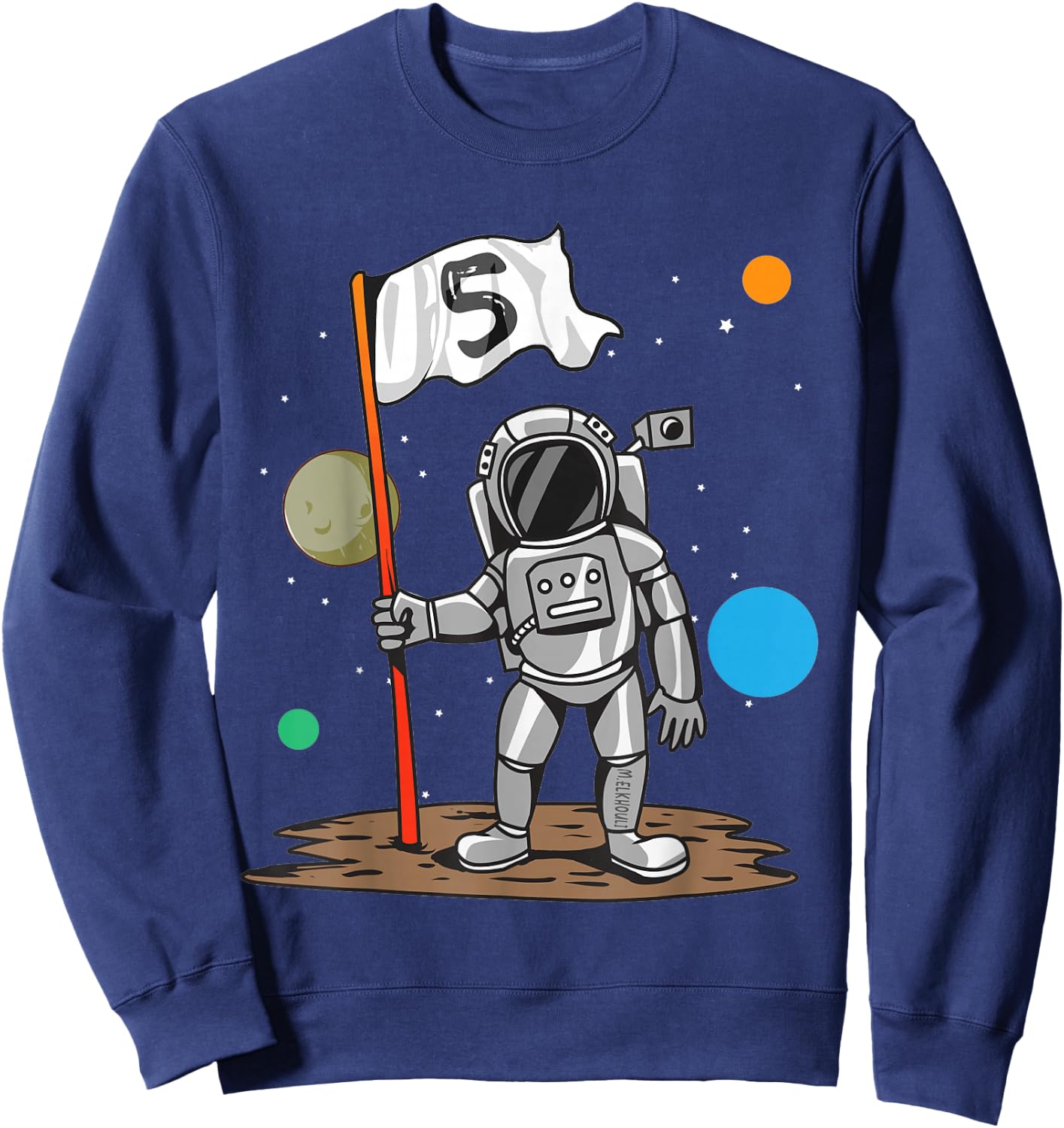 5th Birthday Party Outer Astrology | 5 Years Astronaut Space Sweatshirt - Sweatshirt | Navy