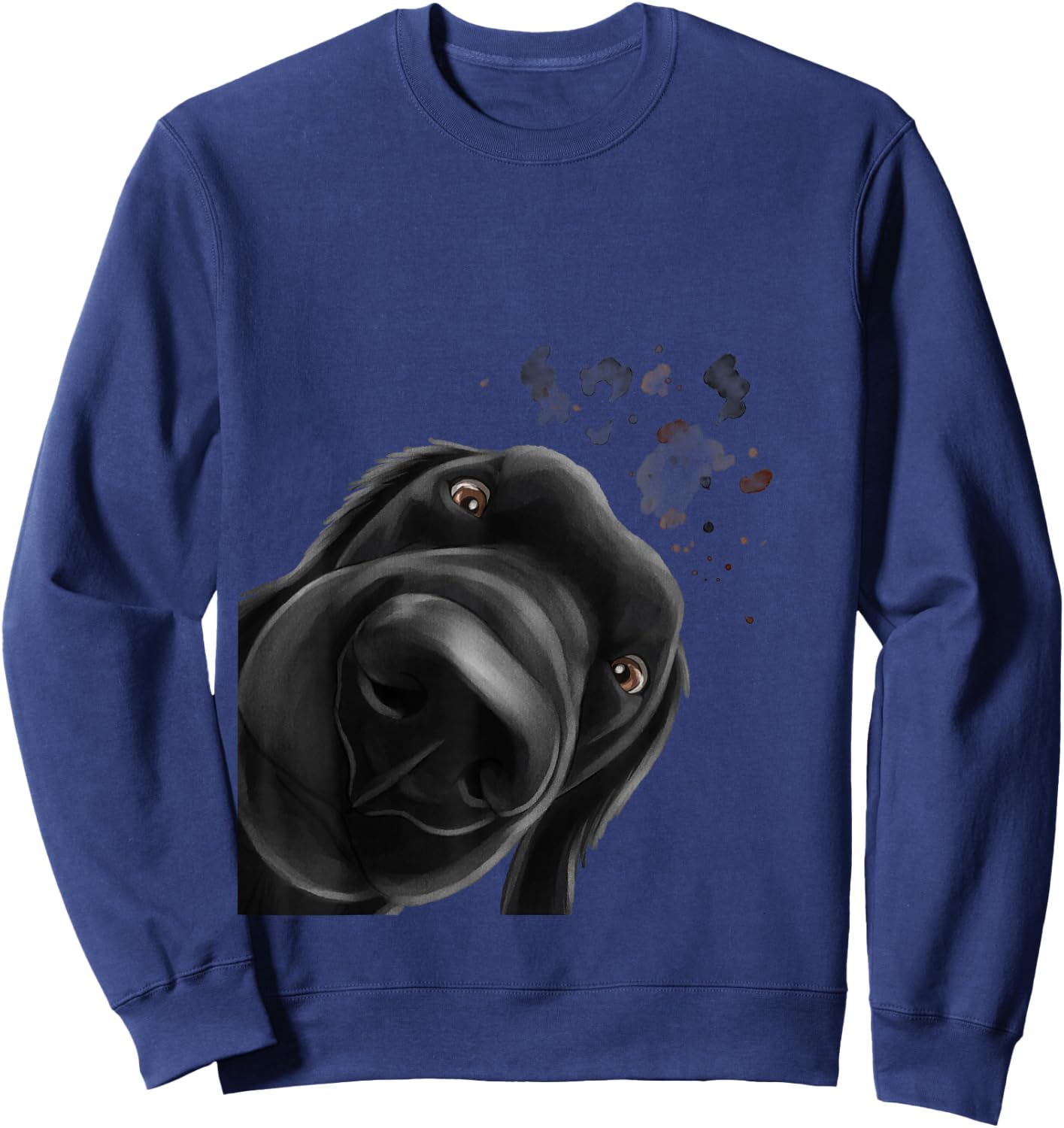 Funny Curious Dog Flat Coated Retriever Sweatshirt - Sweatshirt | Navy