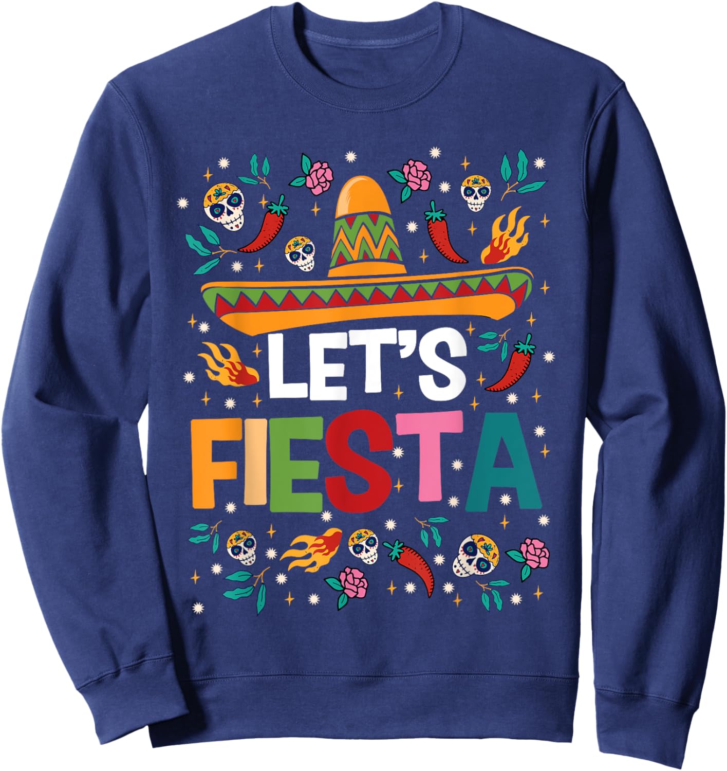 Let's Fiesta Cinco De Mayo Mexican Theme Party Guitar Lover Sweatshirt - Sweatshirt | Navy