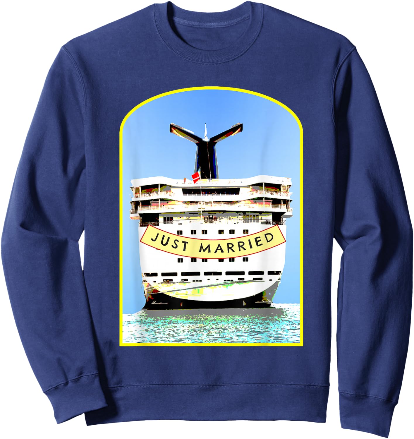 Just Married 2026 Honeymoon Cruise Newlyweds Wife Husband Sweatshirt - Sweatshirt | Navy