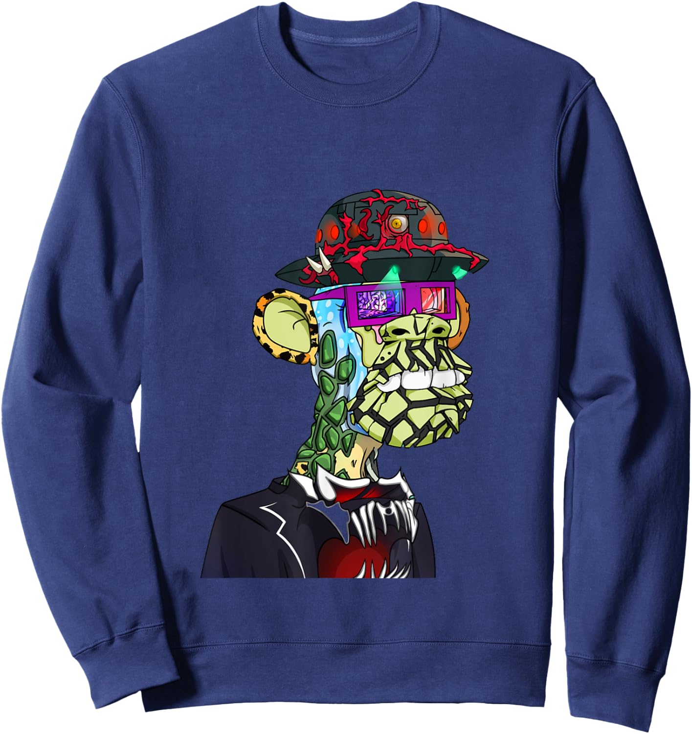 MAYC #24408 Funny Glasses APE NFT Sweatshirt - Sweatshirt | Navy