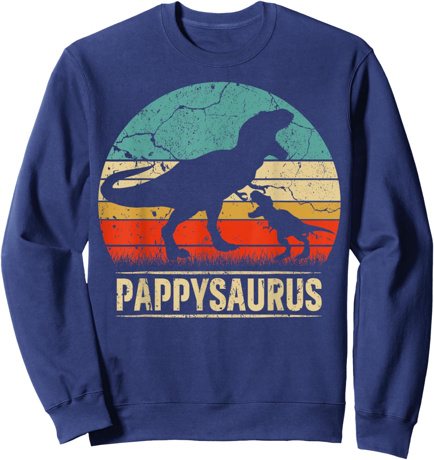 Pappysaurus T Rex Dinosaur Pappy Saurus Family Matching Sweatshirt - Sweatshirt | Navy