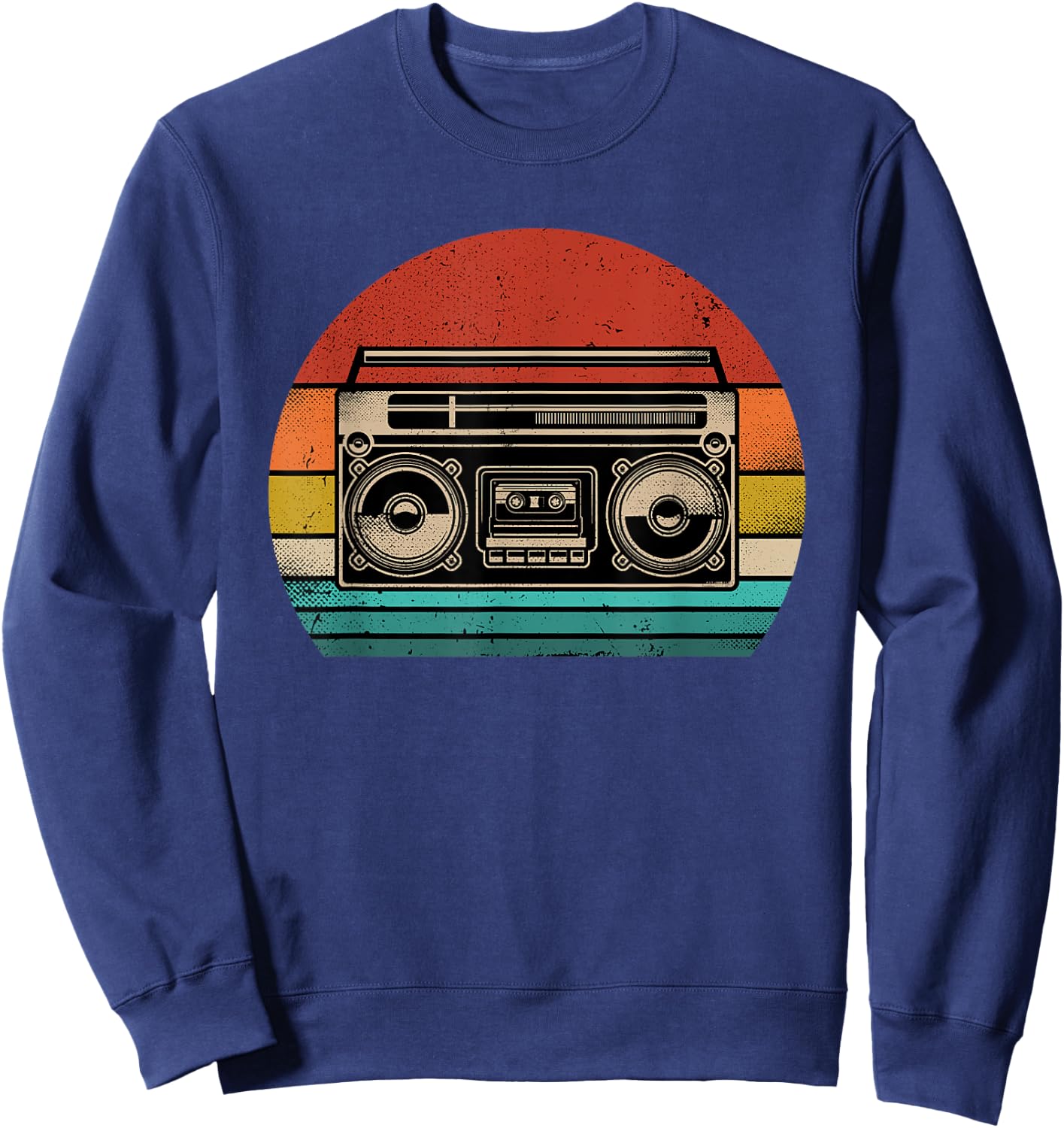 Retro Boombox Cassette Player Radio 80s Music Vintage Style Sweatshirt - Sweatshirt | Navy