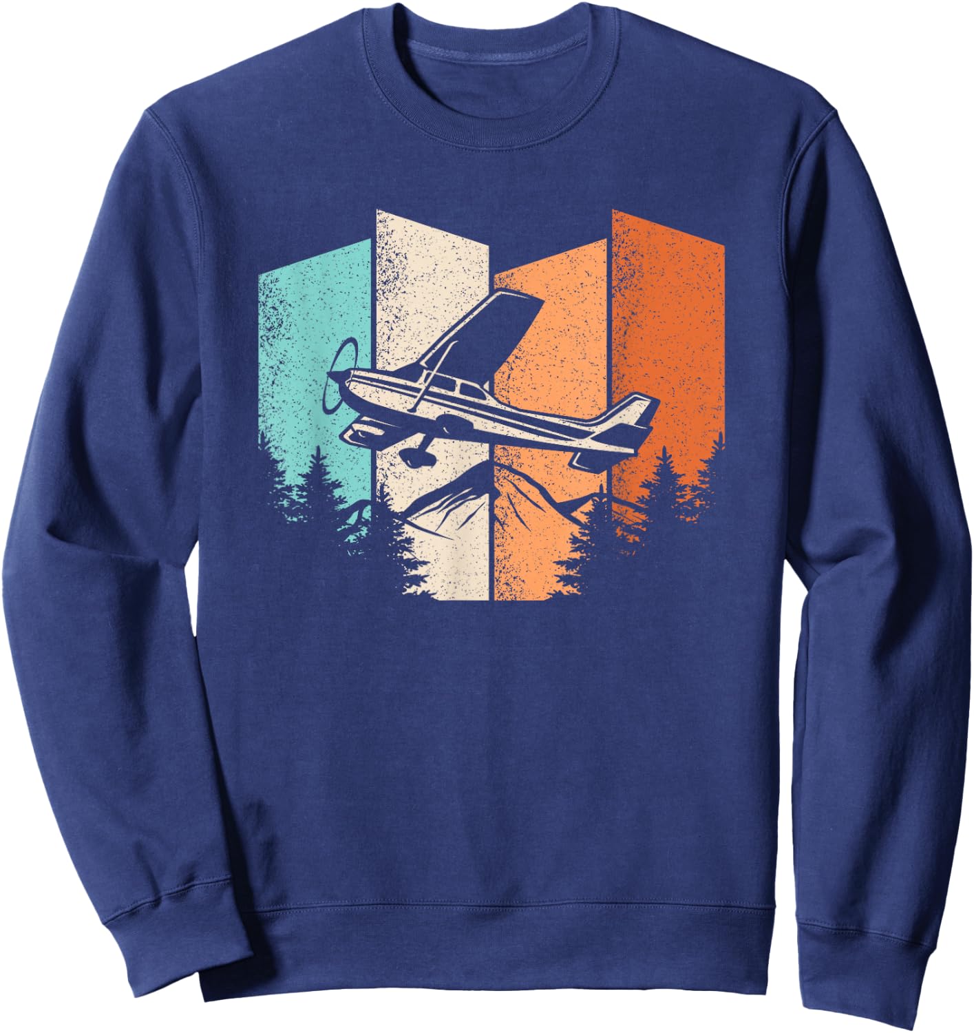 Retro Airplane Vintage Pilot Aviation Fly Plane Men Women Sweatshirt - Sweatshirt | Navy