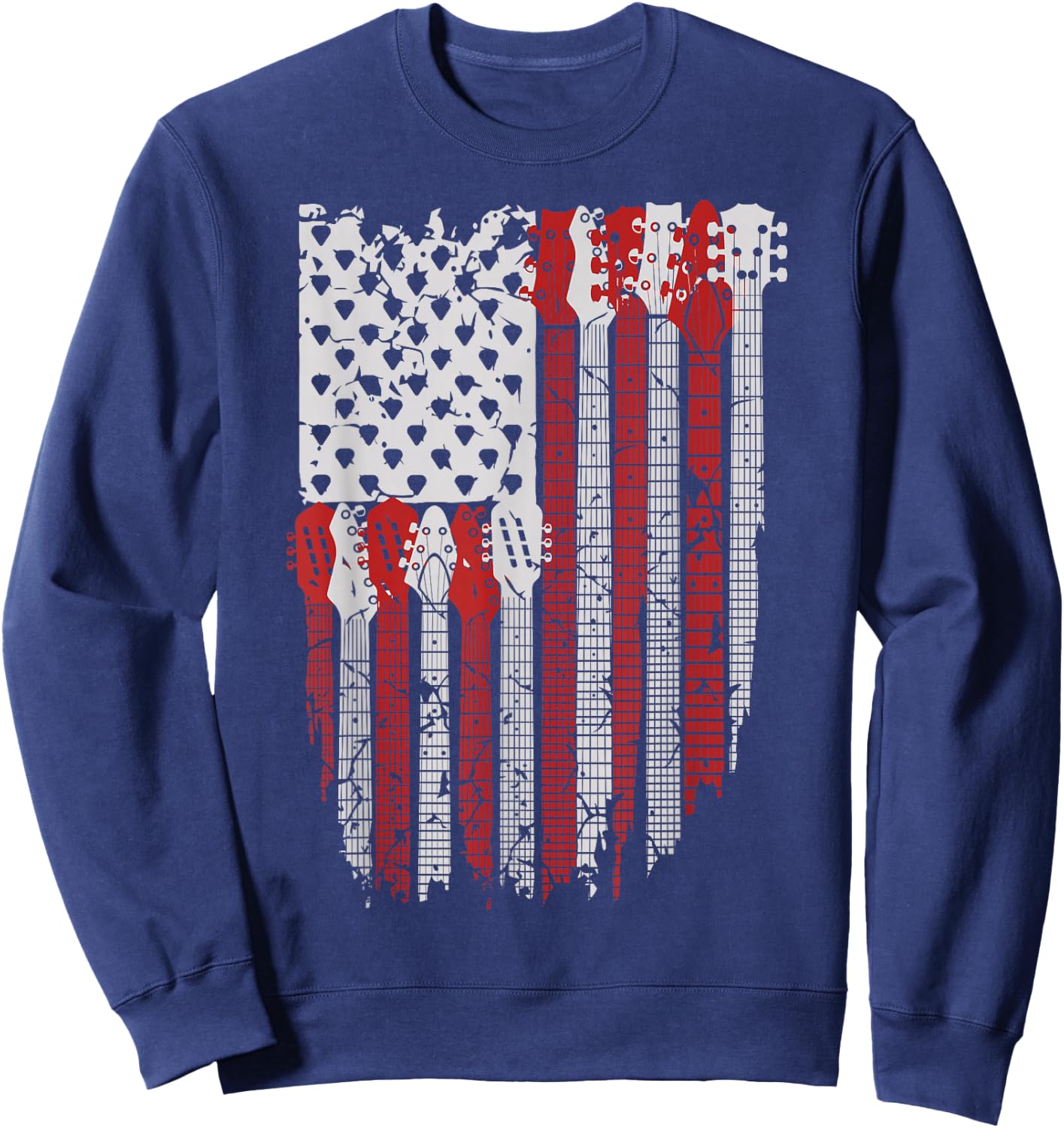 USA American Flag Guitar Musician 4th of July Guitarists Sweatshirt - Sweatshirt | Navy