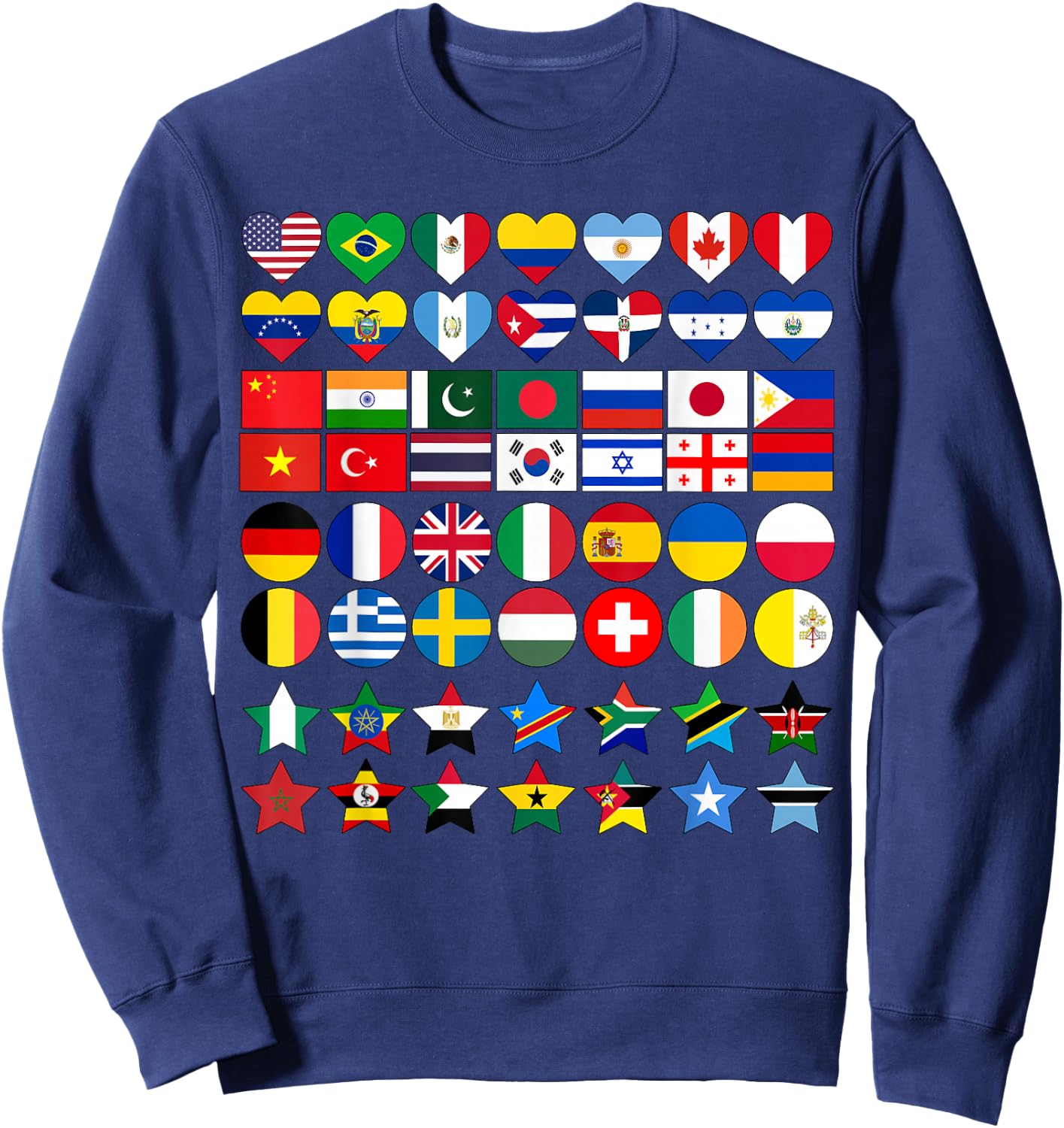 Flags of Countries of the Worlds in Geometric Shapes Sweatshirt - Sweatshirt | Navy