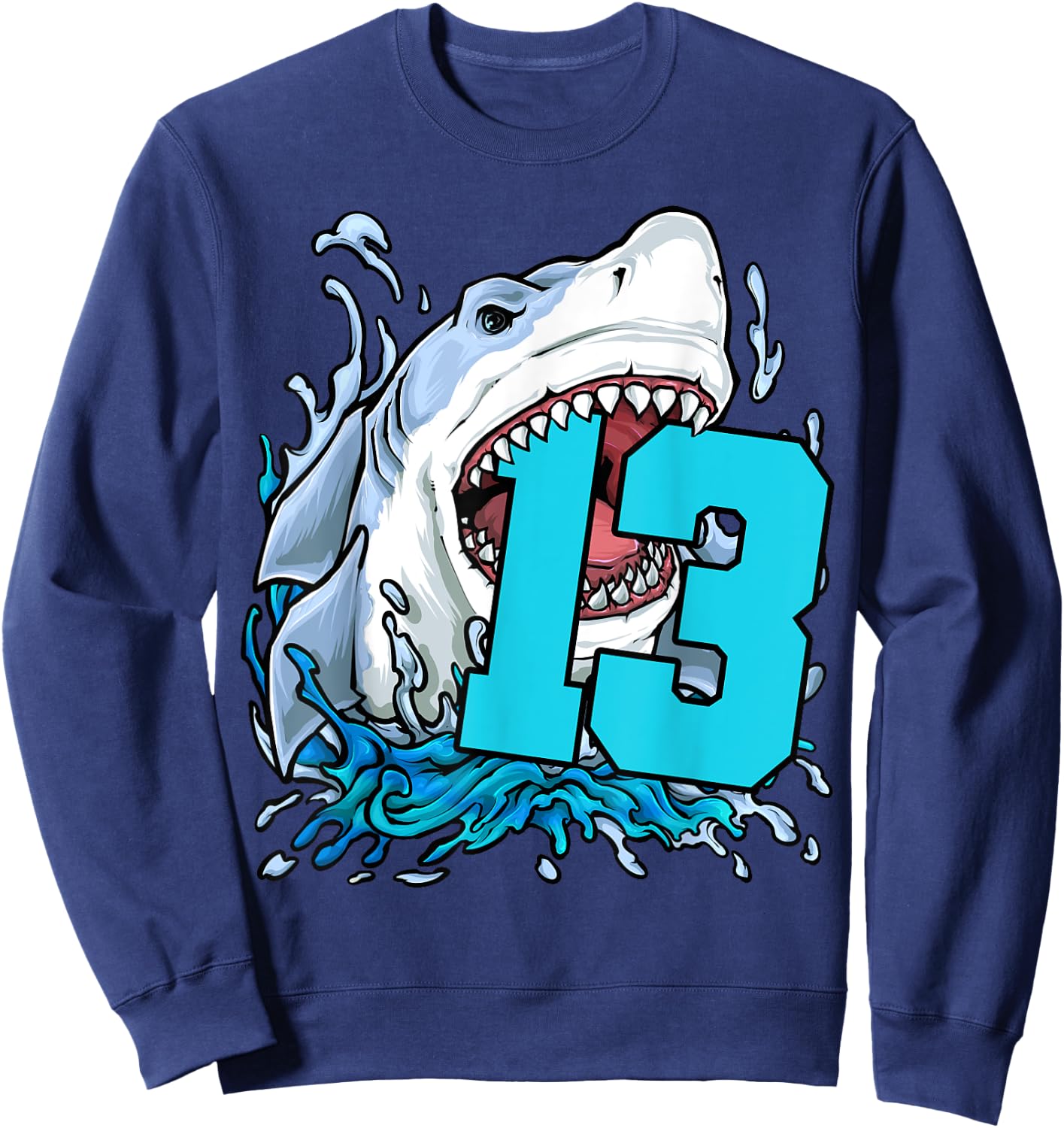 Shark Lover 13th Birthday Sweatshirt - Sweatshirt | Navy