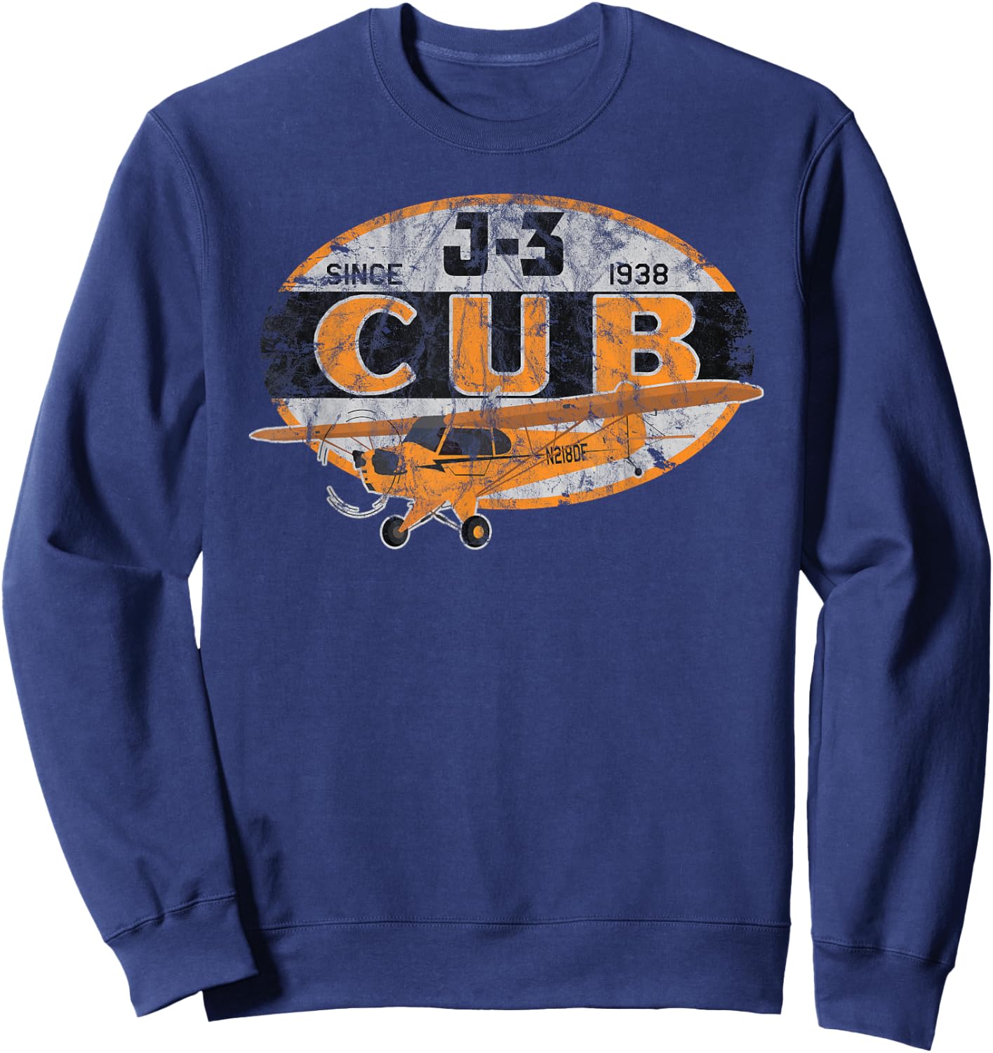 J-3 Cub "Since 1938" Classic Airplane Vintage Pilot Sweatshirt - Sweatshirt | Navy