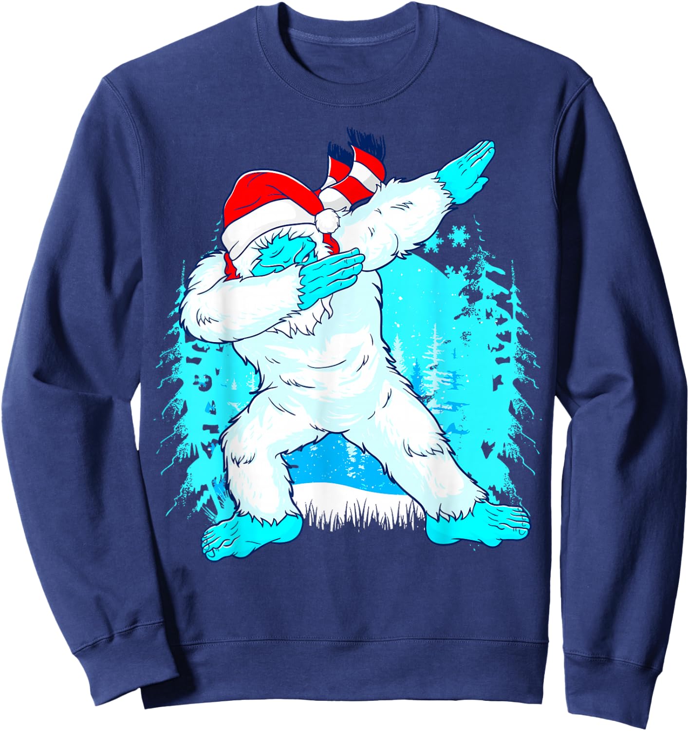 Christmas Dabbing Yeti Abominable Snowman Squatch Kids Boys Sweatshirt - Sweatshirt | Navy