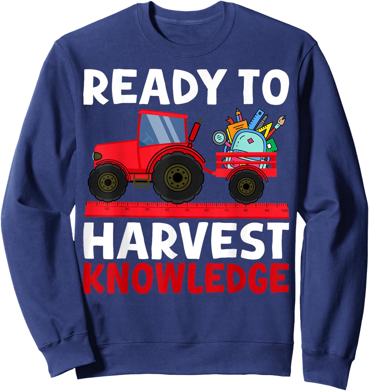 Back to School Tractor Farmer Boys First Day of School Kids Sweatshirt - Sweatshirt | Navy