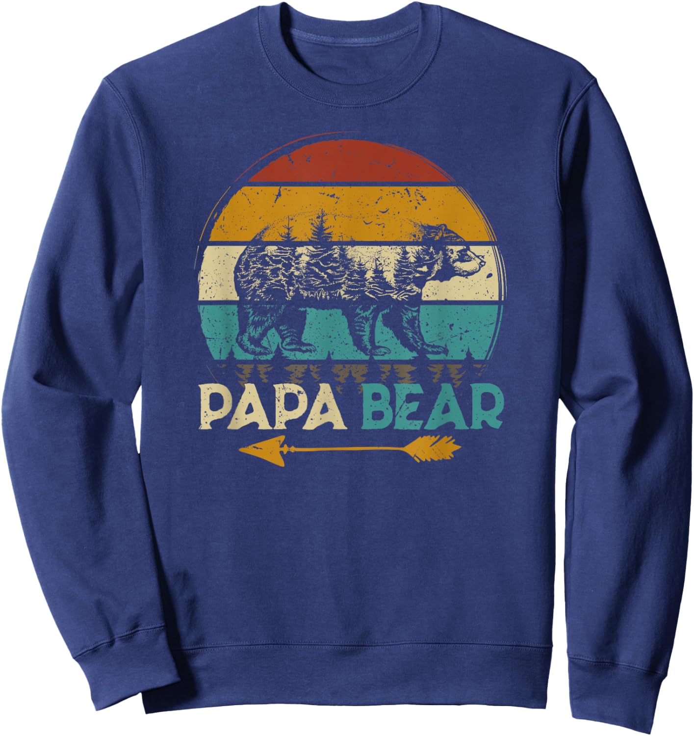 Father's Day Papabear Funny Dad Baby Bear Retro Vintage Sweatshirt - Sweatshirt | Navy