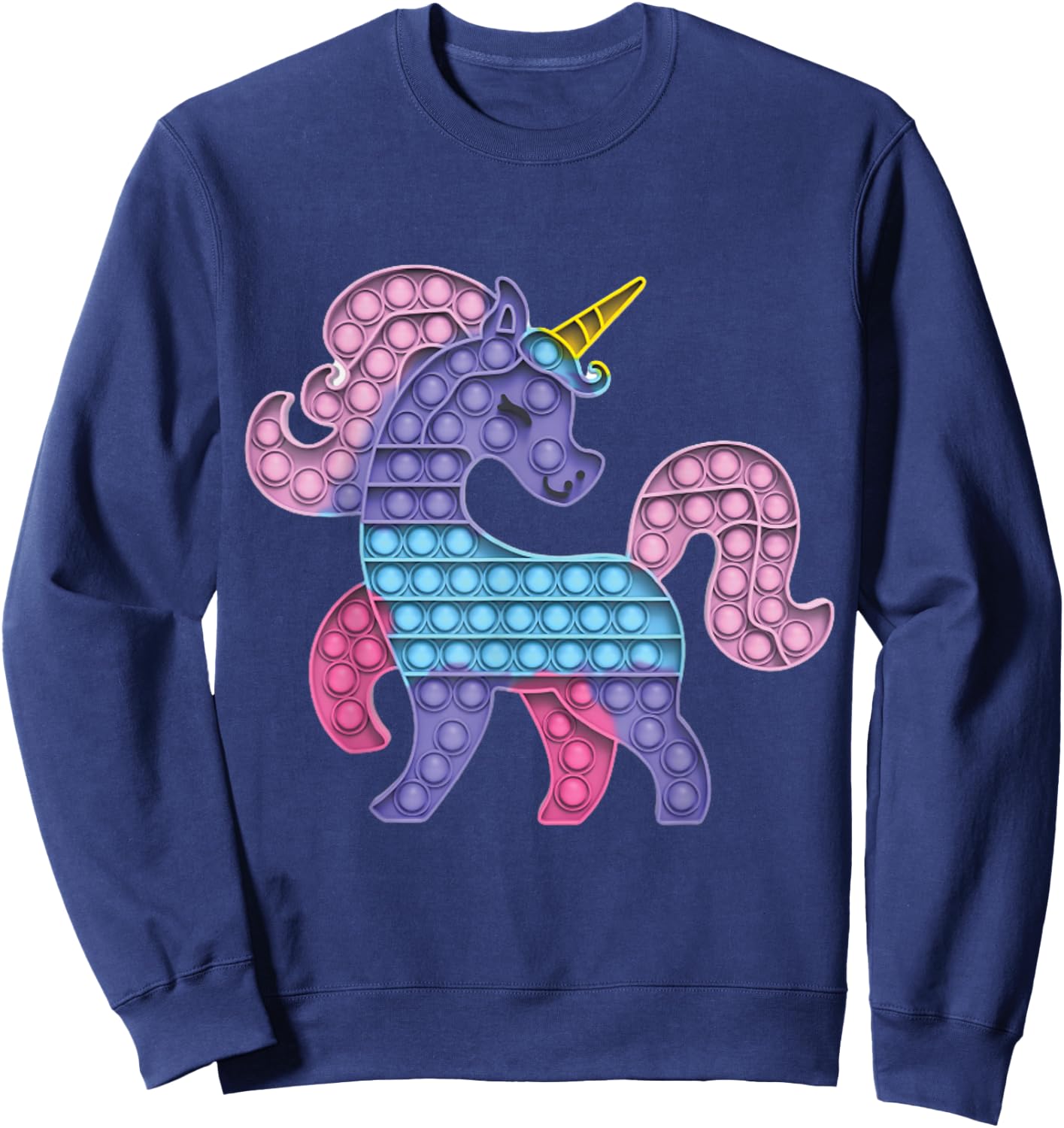 Pop Up Fidget Game Unicorn Rainbow Colourful for Girls Sweatshirt - Sweatshirt | Navy