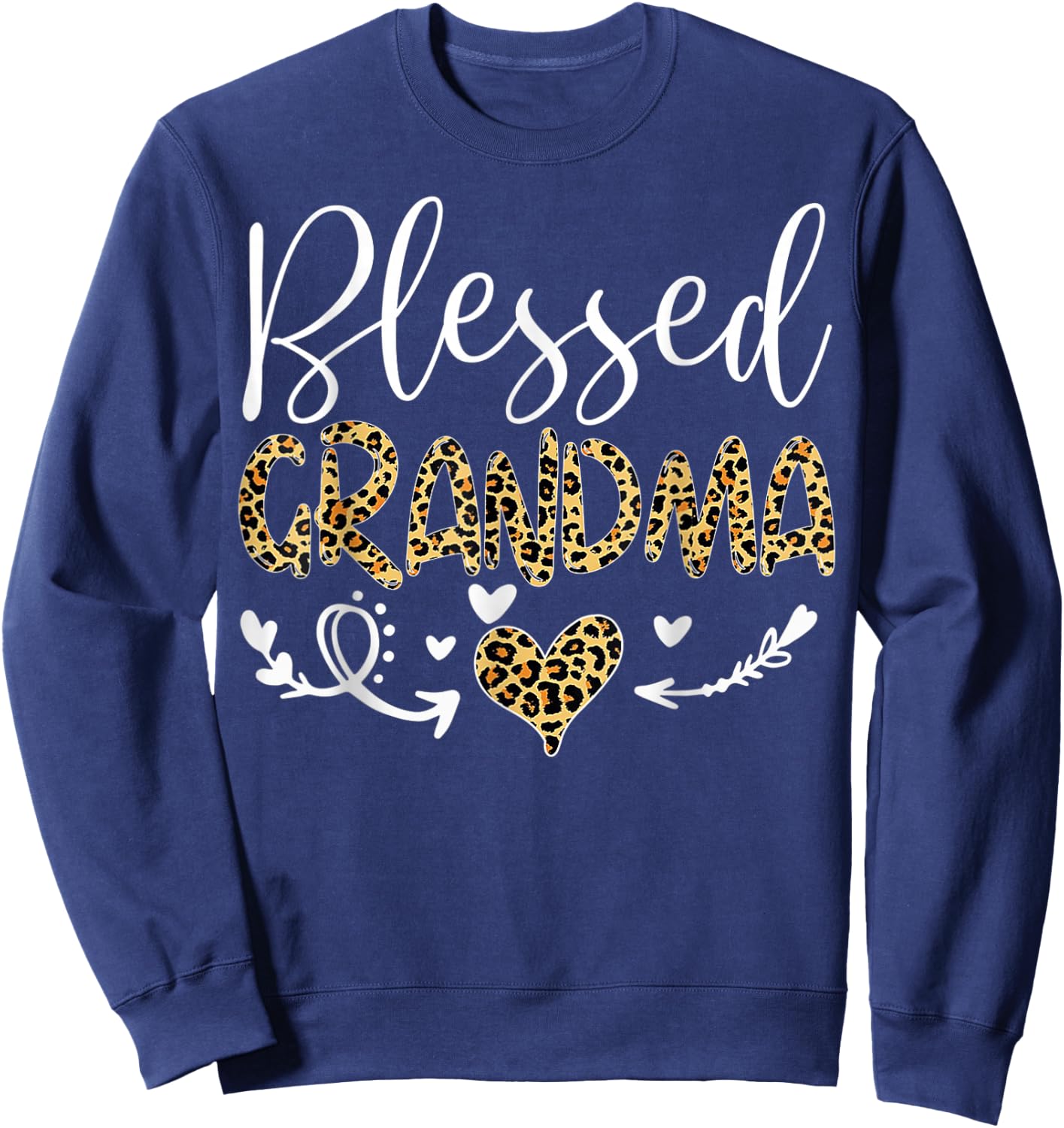 Leopard Blessed Grandma For Grandmother Granny Mimi Mother Sweatshirt - Sweatshirt | Navy