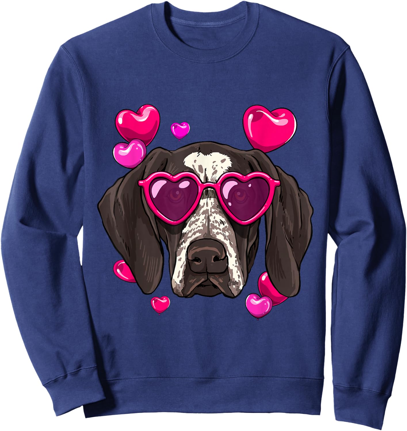 German Shorthaired Pointer Valentines Day Heart Dog Lover Sweatshirt - Sweatshirt | Navy