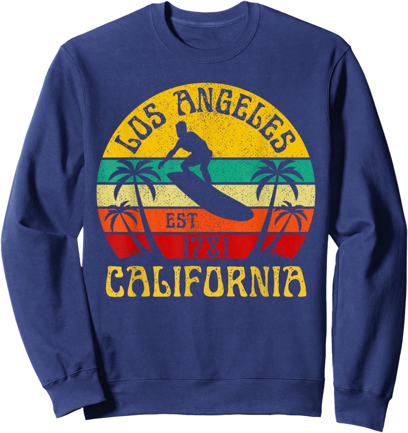 Los Angeles California Beach Surf Summer Vacation Vintage Sweatshirt - Sweatshirt | Navy