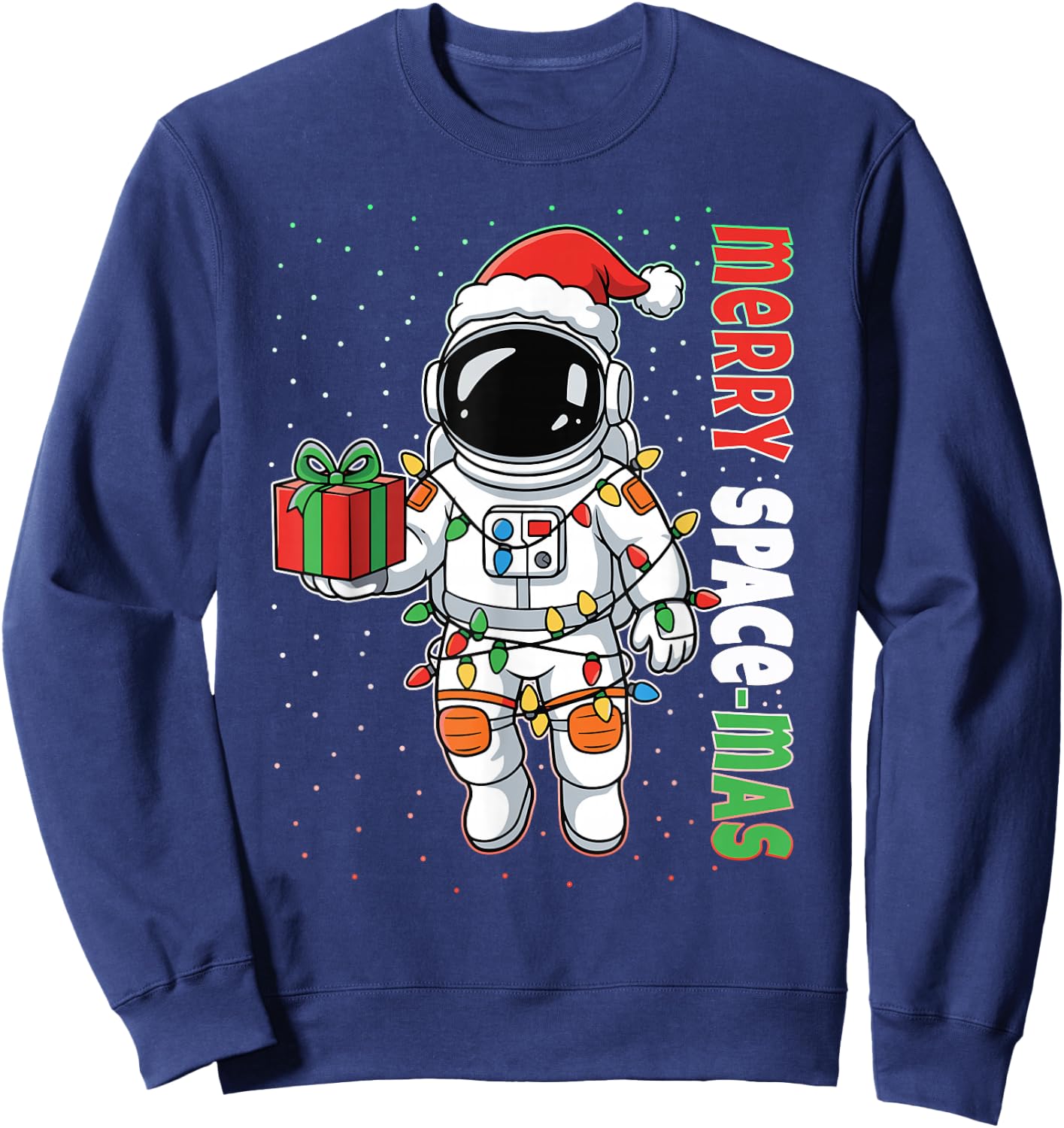 Merry Space-Mas Funny Christmas Santa Astronaut Spaceman Sweatshirt - Sweatshirt | Navy