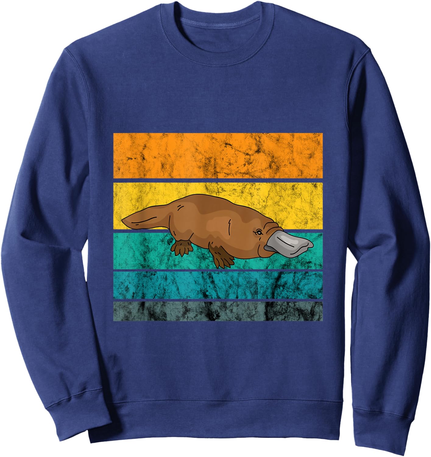Platypus Duck Billed Retro Vintage Sunset Platypus Wildlife Sweatshirt - Sweatshirt | Navy