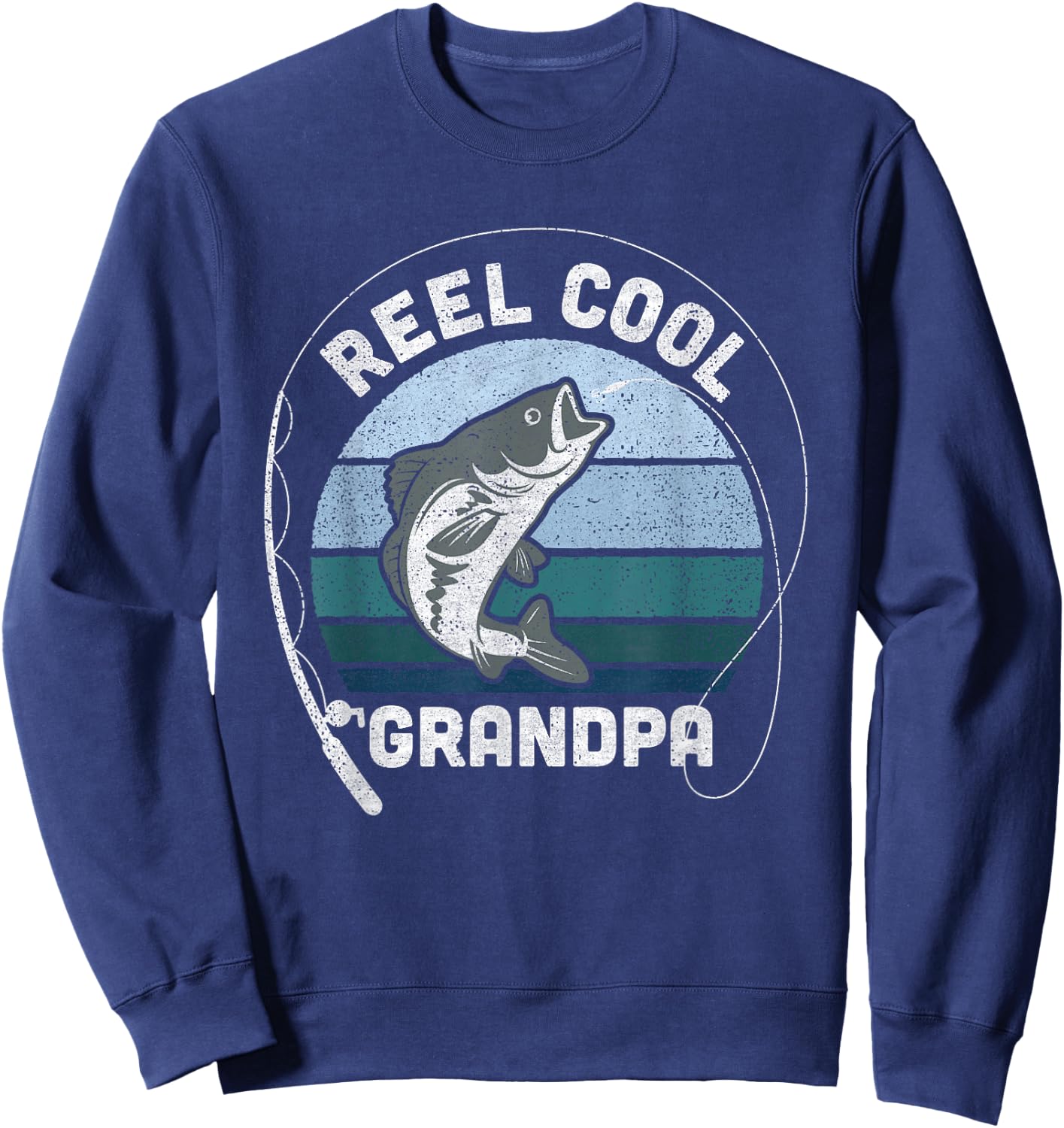 Funny Reel Cool Grandpa Fishing Fathers Day Sweatshirt - Sweatshirt | Navy
