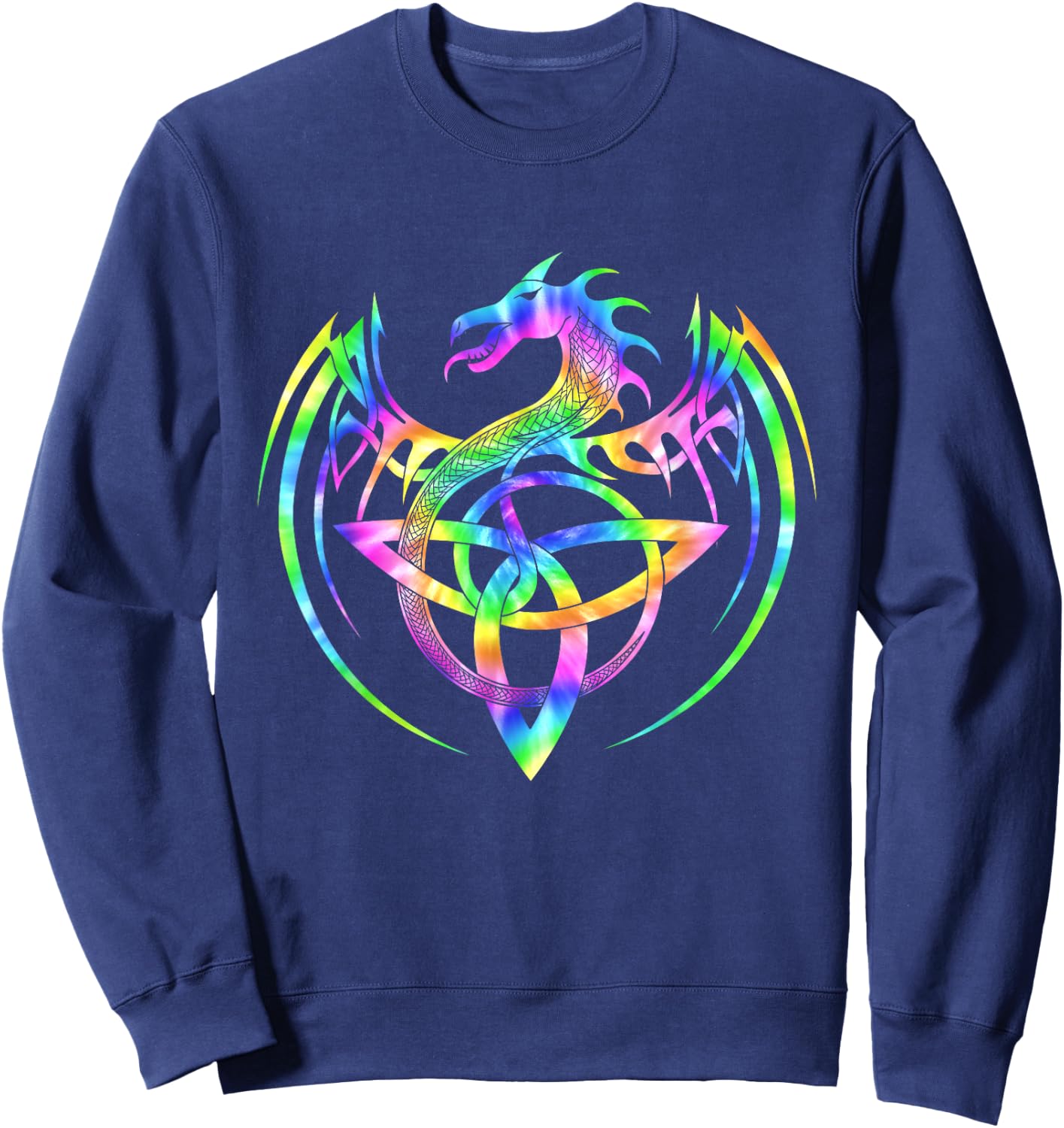 Tie Dye Tribal Celtic Knot Fantasy Dragon Sweatshirt - Sweatshirt | Navy