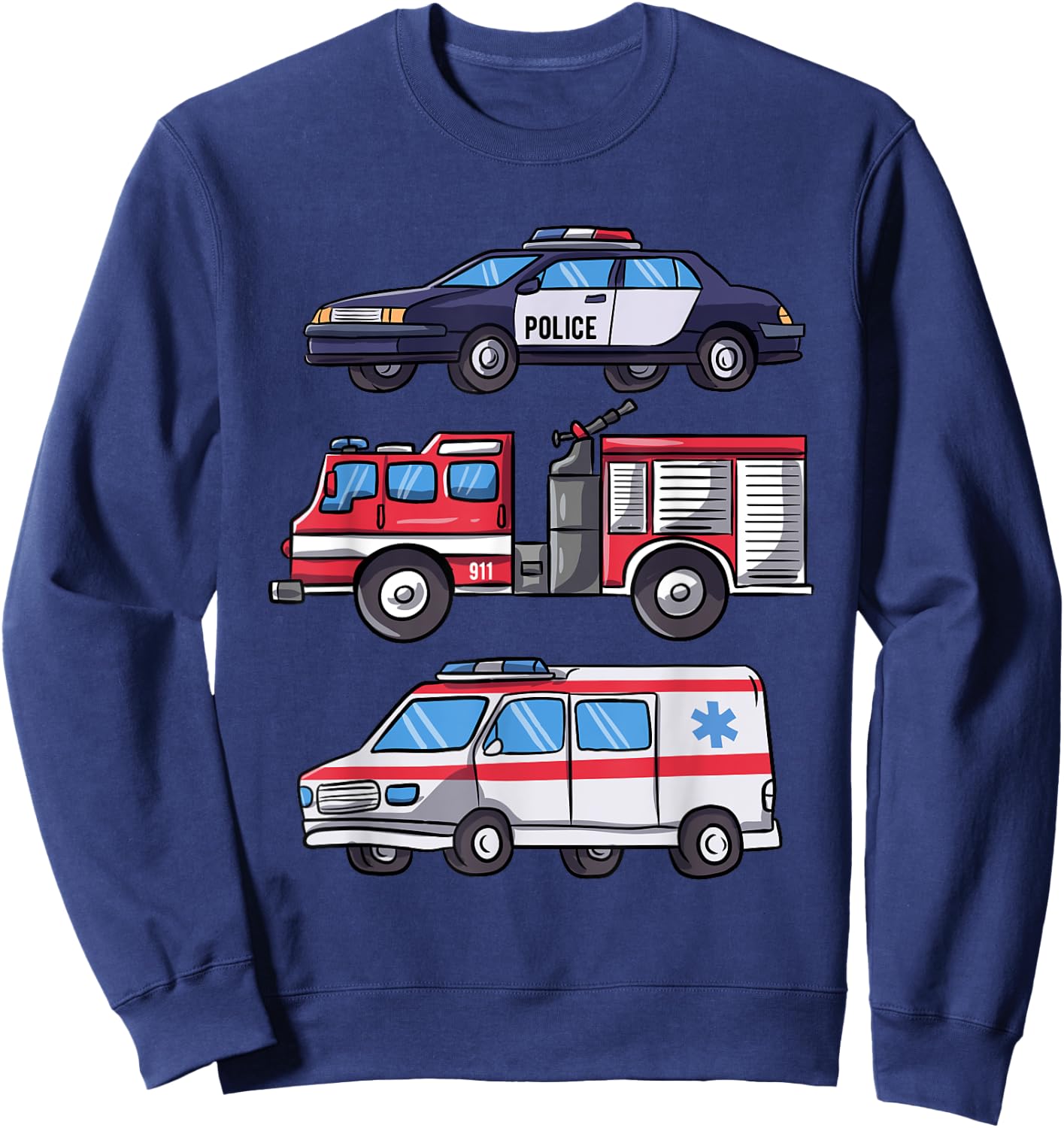 Emergency Vehicle Gift Boys Fire Engine Sweatshirt - Sweatshirt | Navy
