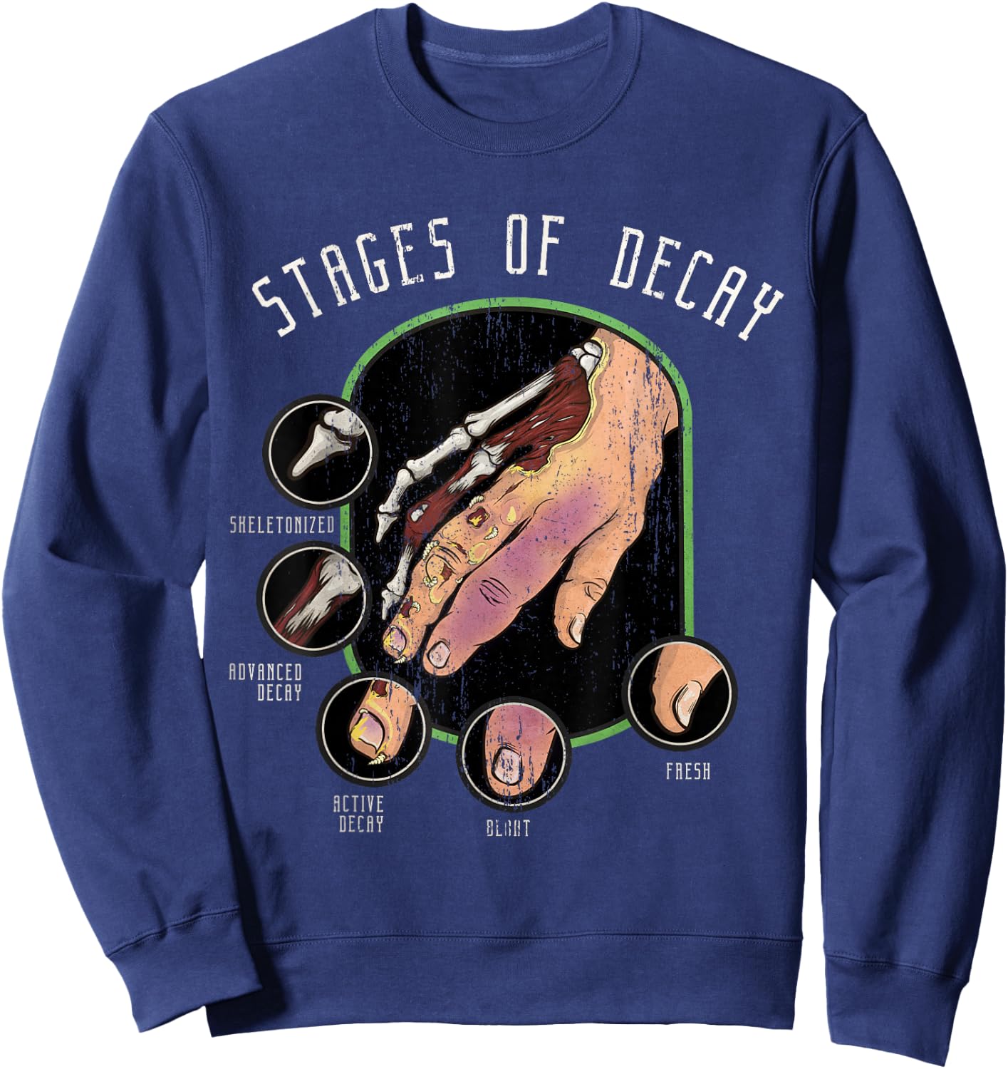 The Stages of Decay - Mortuary Science Mortician Embalmer Sweatshirt - Sweatshirt | Navy