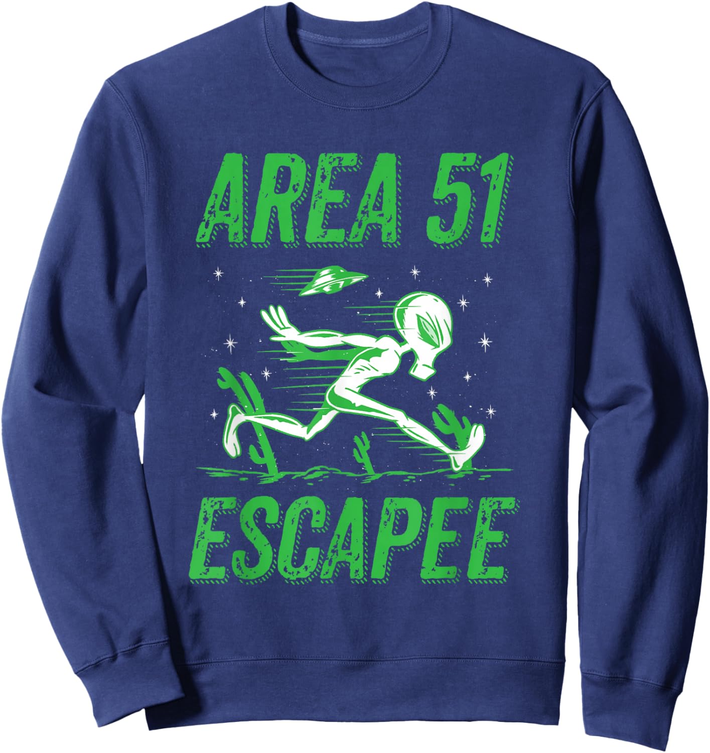 Green Alien Area 51 Escapee Sweatshirt - Sweatshirt | Navy