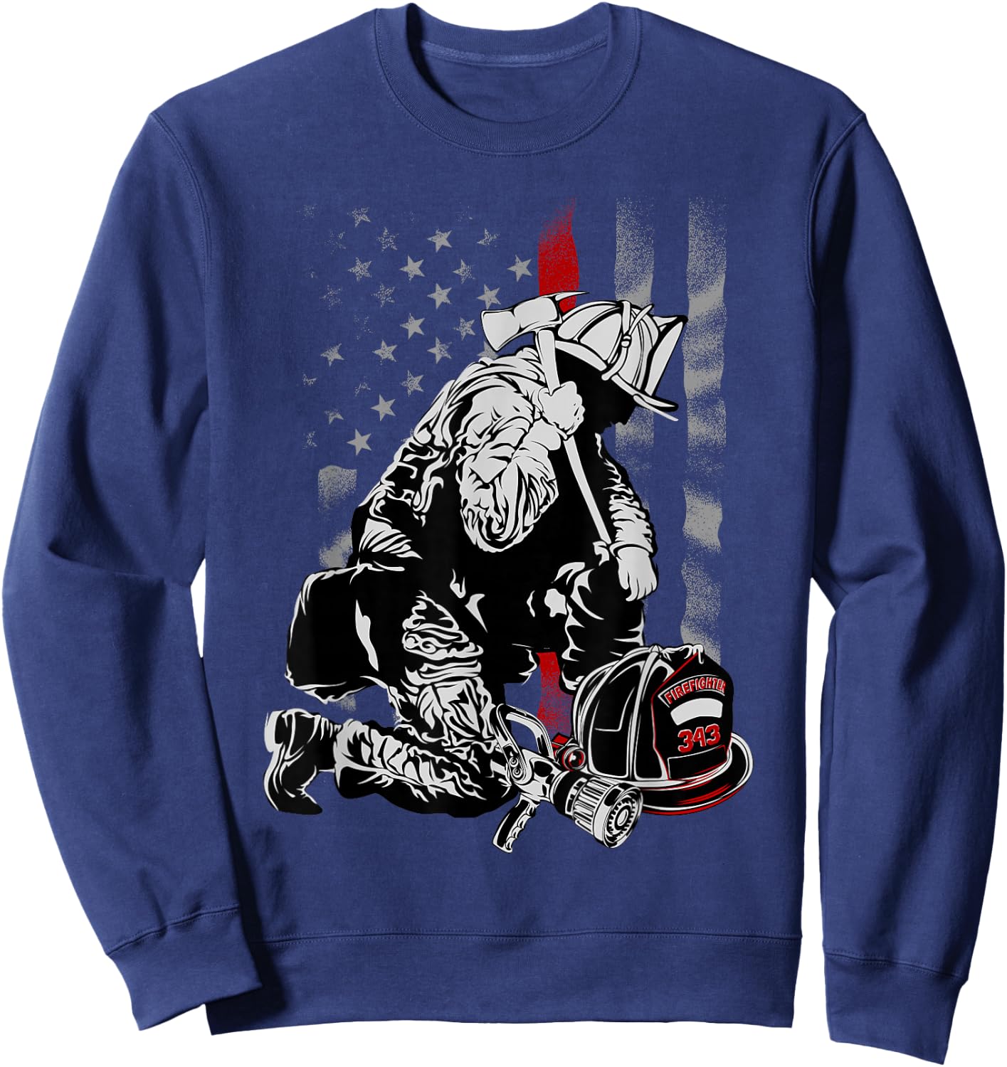 Fireman American Flag Shirt Thin Red Line Firefighter USA Sweatshirt - Sweatshirt | Navy
