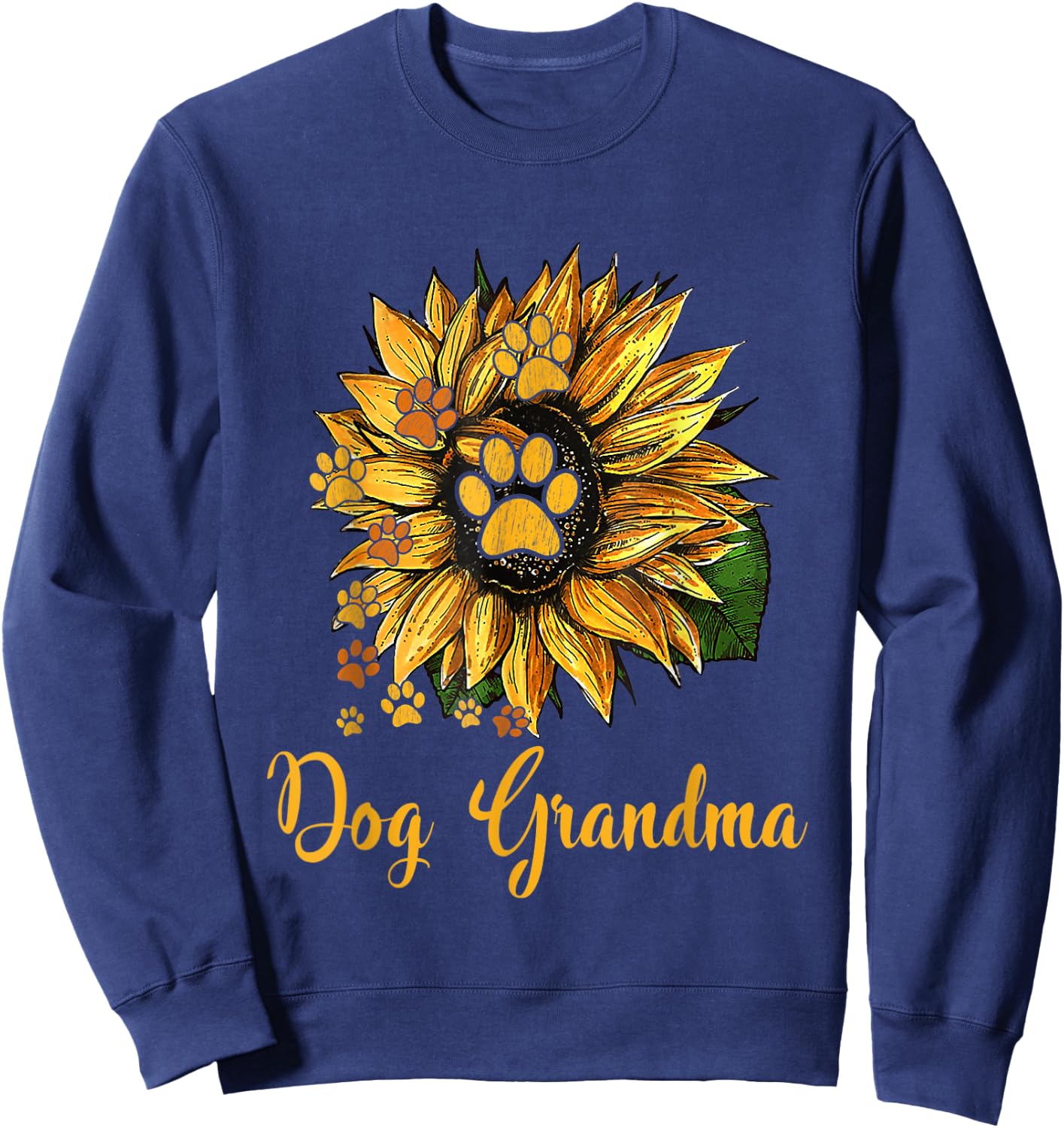 Dog Grandma Sunflower Shirt Funny Cute Family Gifts Apparel Sweatshirt - Sweatshirt | Navy