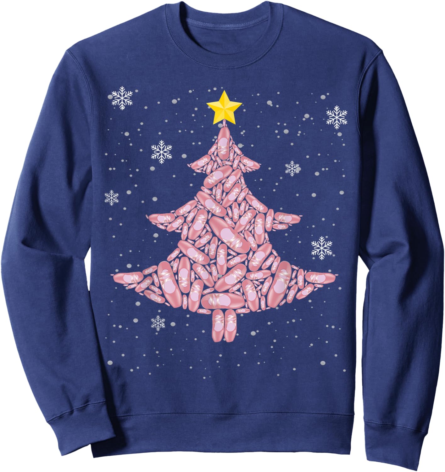 Funny Christmas Ballet Ballerina Dancer Pointe Shoes Tree Sweatshirt - Sweatshirt | Navy