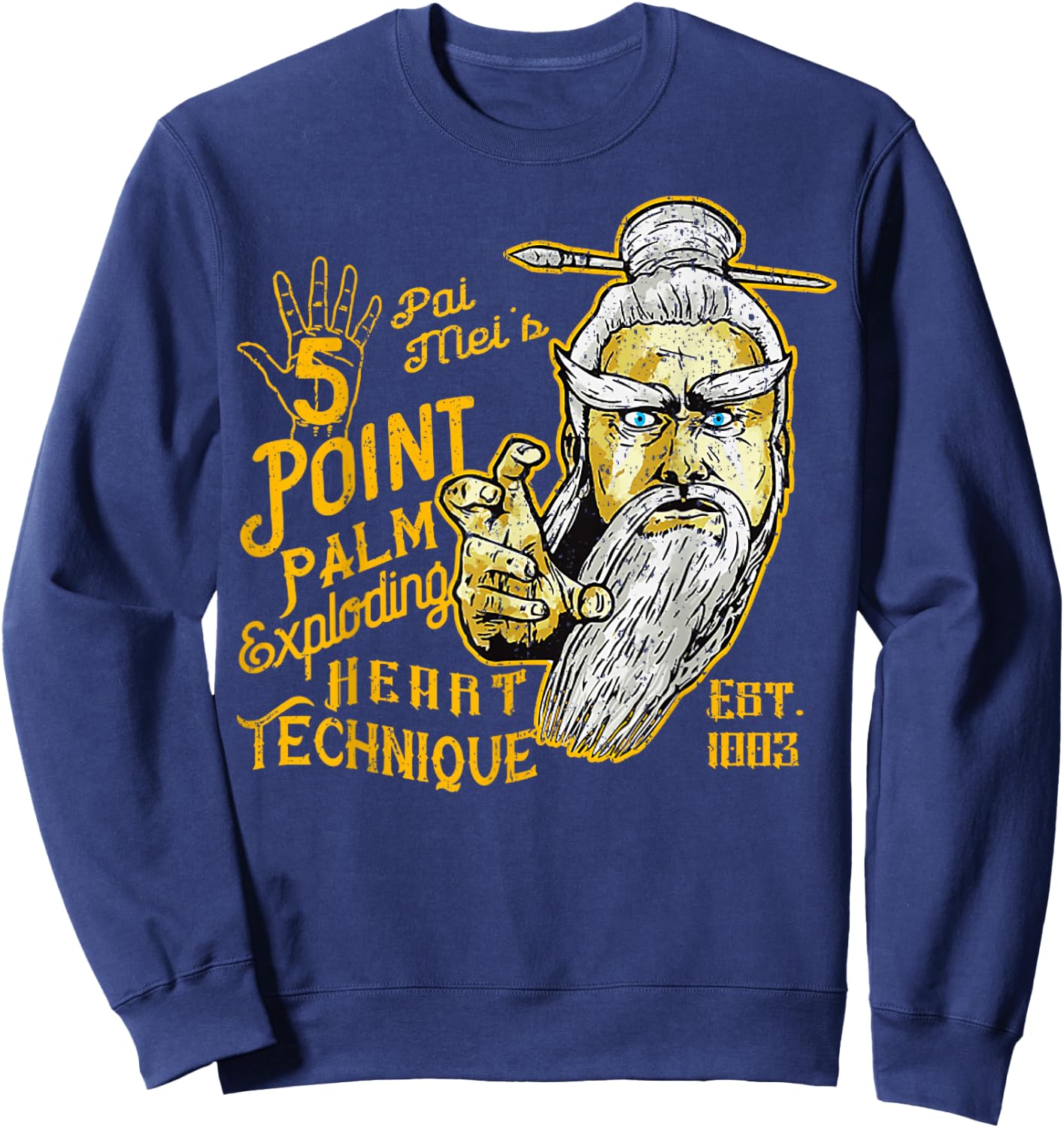 Vintage Pai Mei 5 Point Palm Exploding Heart Technique 1 Sweatshirt - Sweatshirt | Navy
