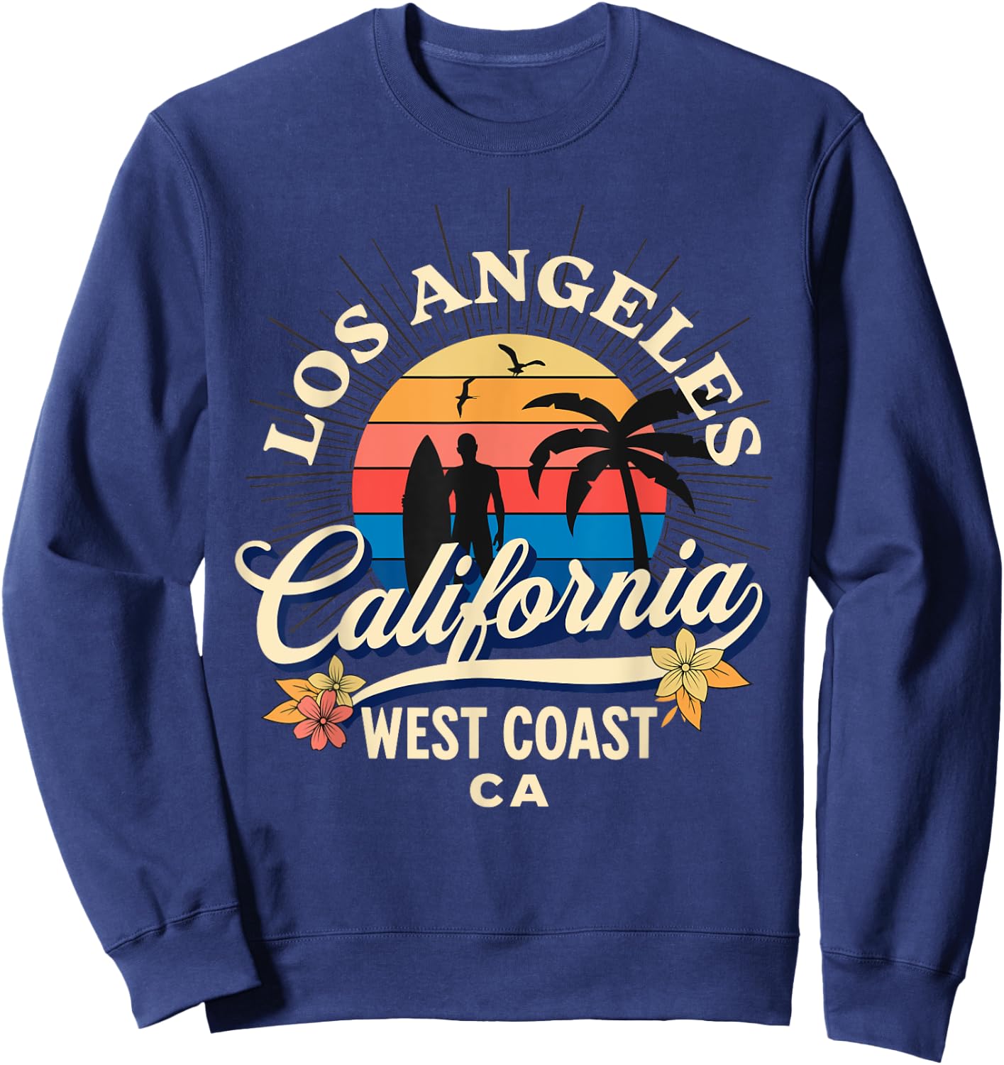 Los Angeles California Beach Surf Summer Vacation Vintage Sweatshirt - Sweatshirt | Navy