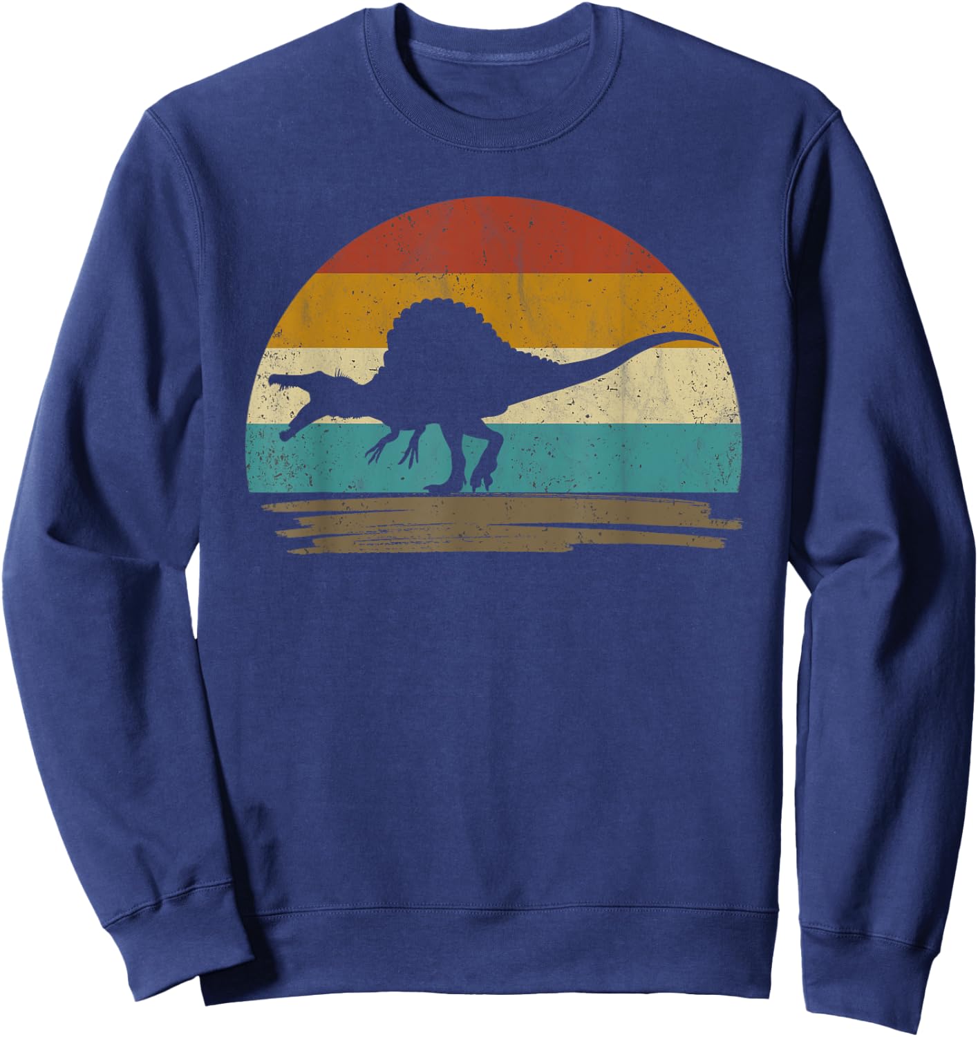 Retro Vintage Spinosaurus Dinosaur Sweatshirt - Sweatshirt | Navy