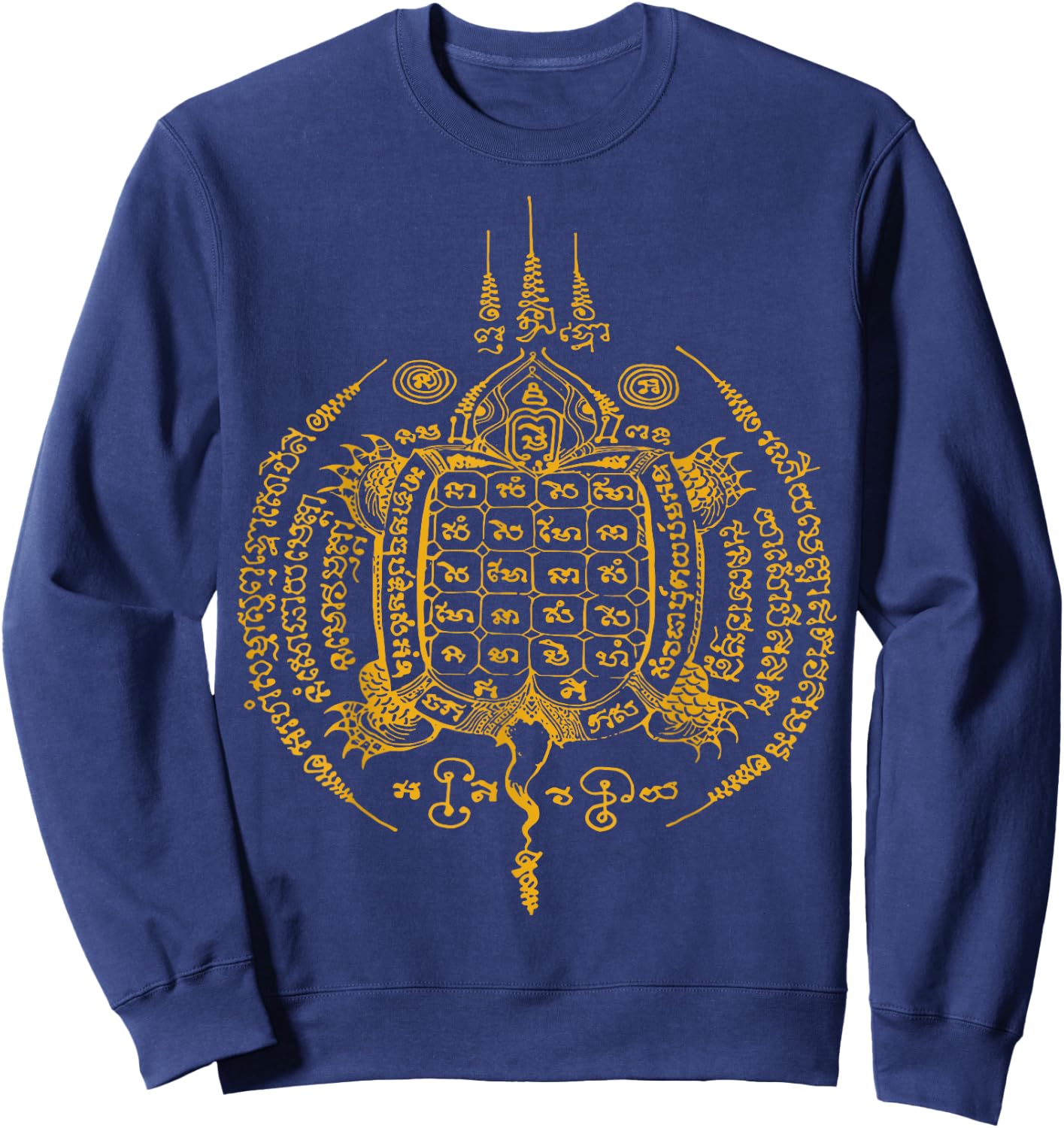 Sawadee Thai Traditional Sak Yant Thai Twin Tigers Muay Thai Sweatshirt - Sweatshirt | Navy