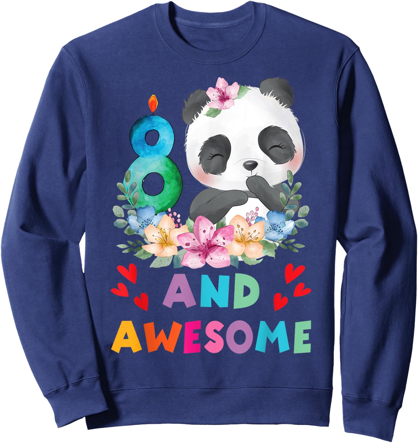 8 Years Old 8th Birthday Panda Unicorn Girl Party Gift Sweatshirt - Sweatshirt | Navy