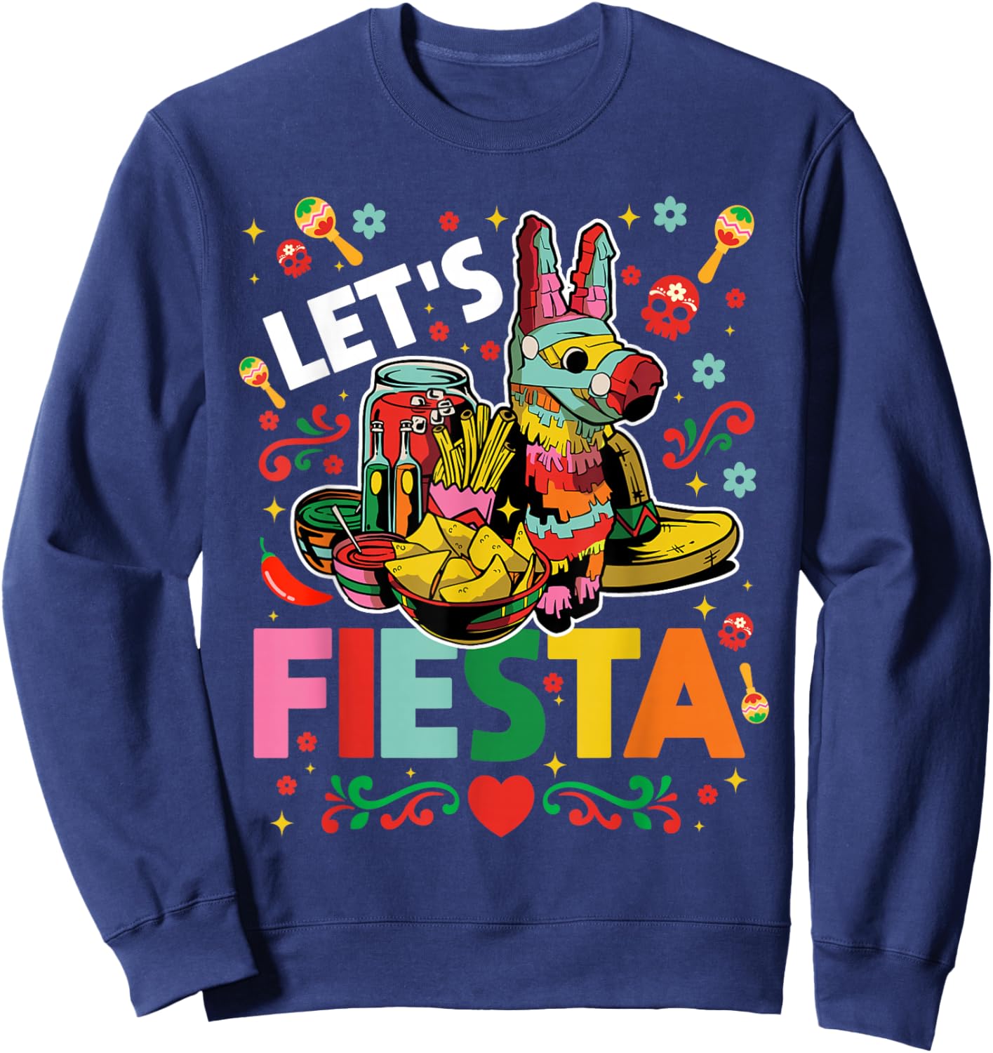 Let's Fiesta Cinco De Mayo Camisa Mexicana Hombre Sweatshirt - Sweatshirt | Navy