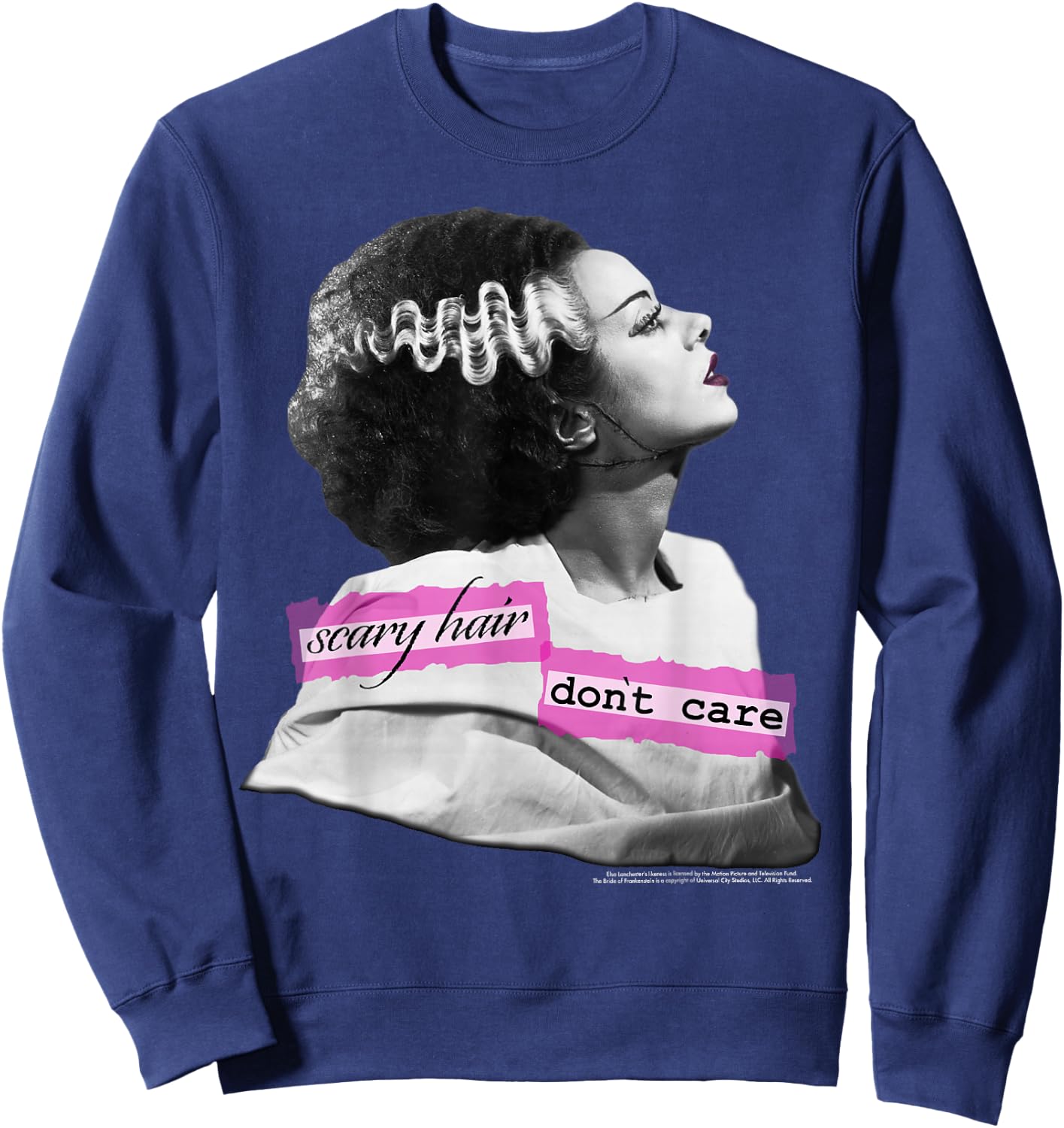 Universal Monsters Bride Of Frankenstein Scary Hair Sweatshirt - Sweatshirt | Navy