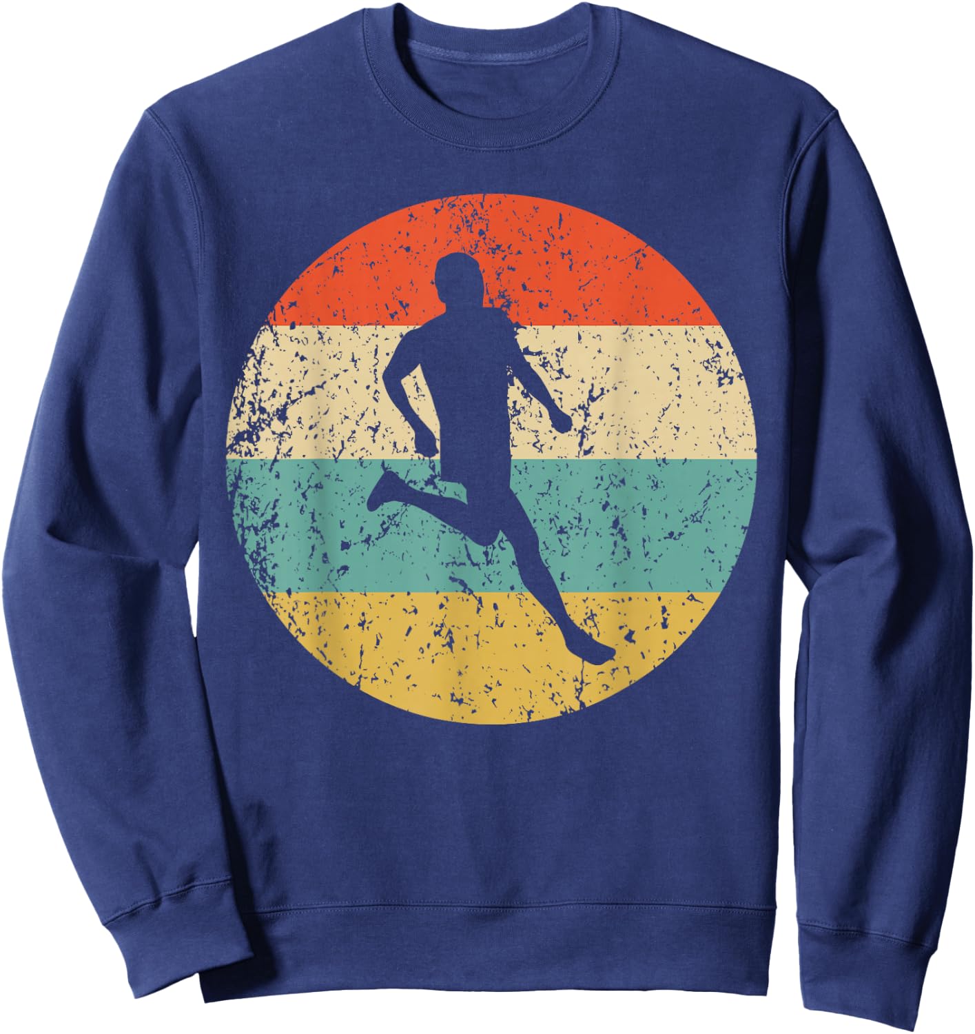 Vintage Retro Style Adult Men Runners Running Vintage Retro Runner Black Short Sleeve Classic Fit Sweatshirt - Sweatshirt | Navy