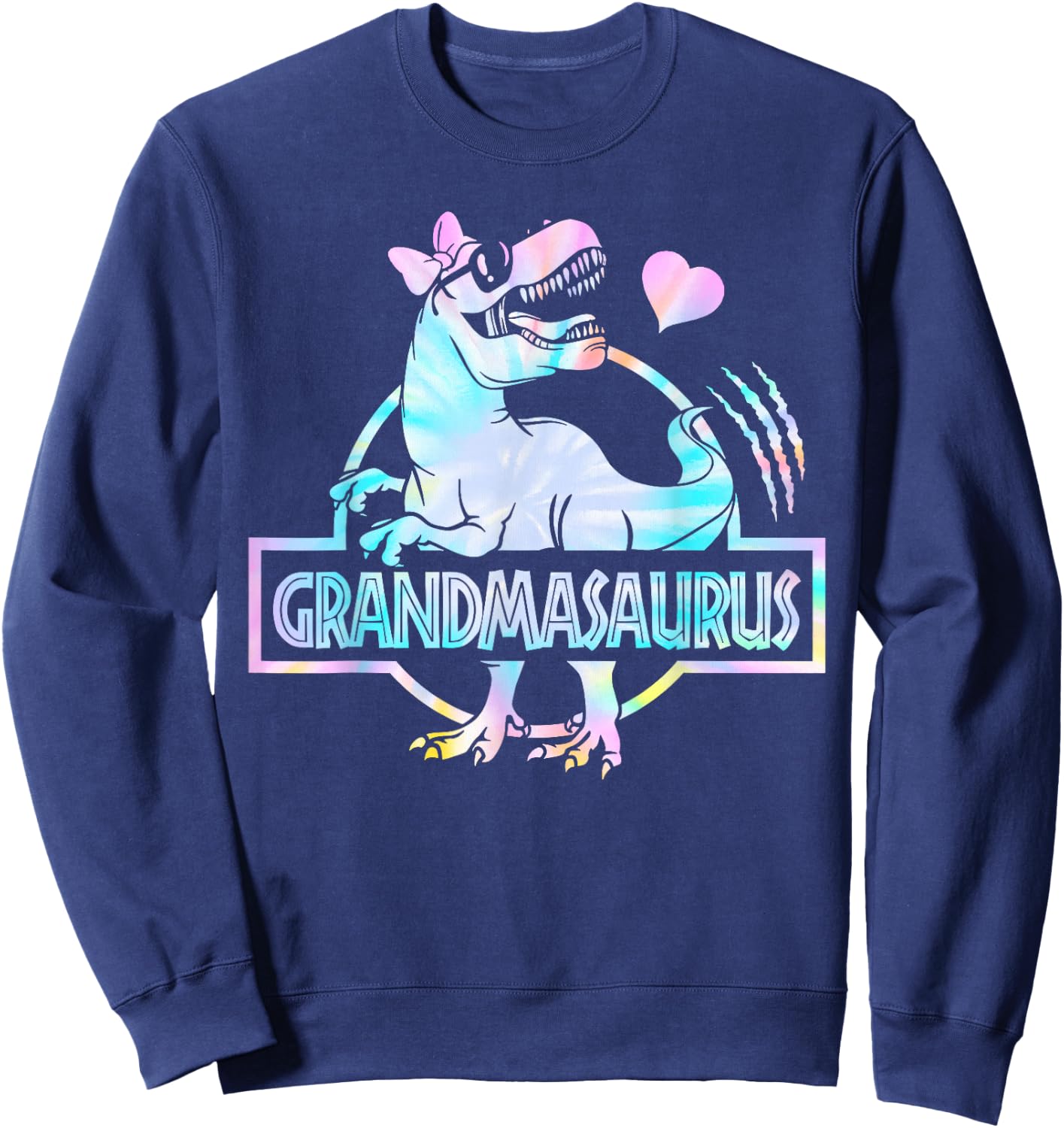 Grandmasaurus T Rex Dinosaur Grandma Saurus Family Matching Sweatshirt - Sweatshirt | Navy