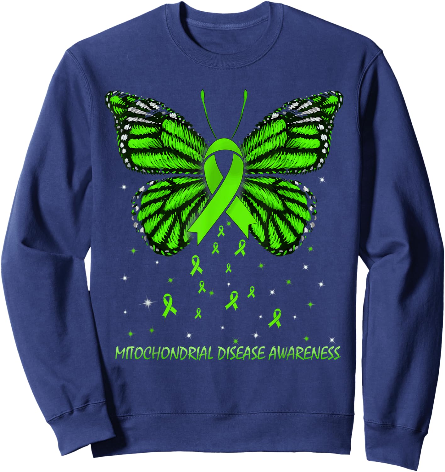 Mitochondrial Disease Awareness Butterfly Sweatshirt - Sweatshirt | Navy