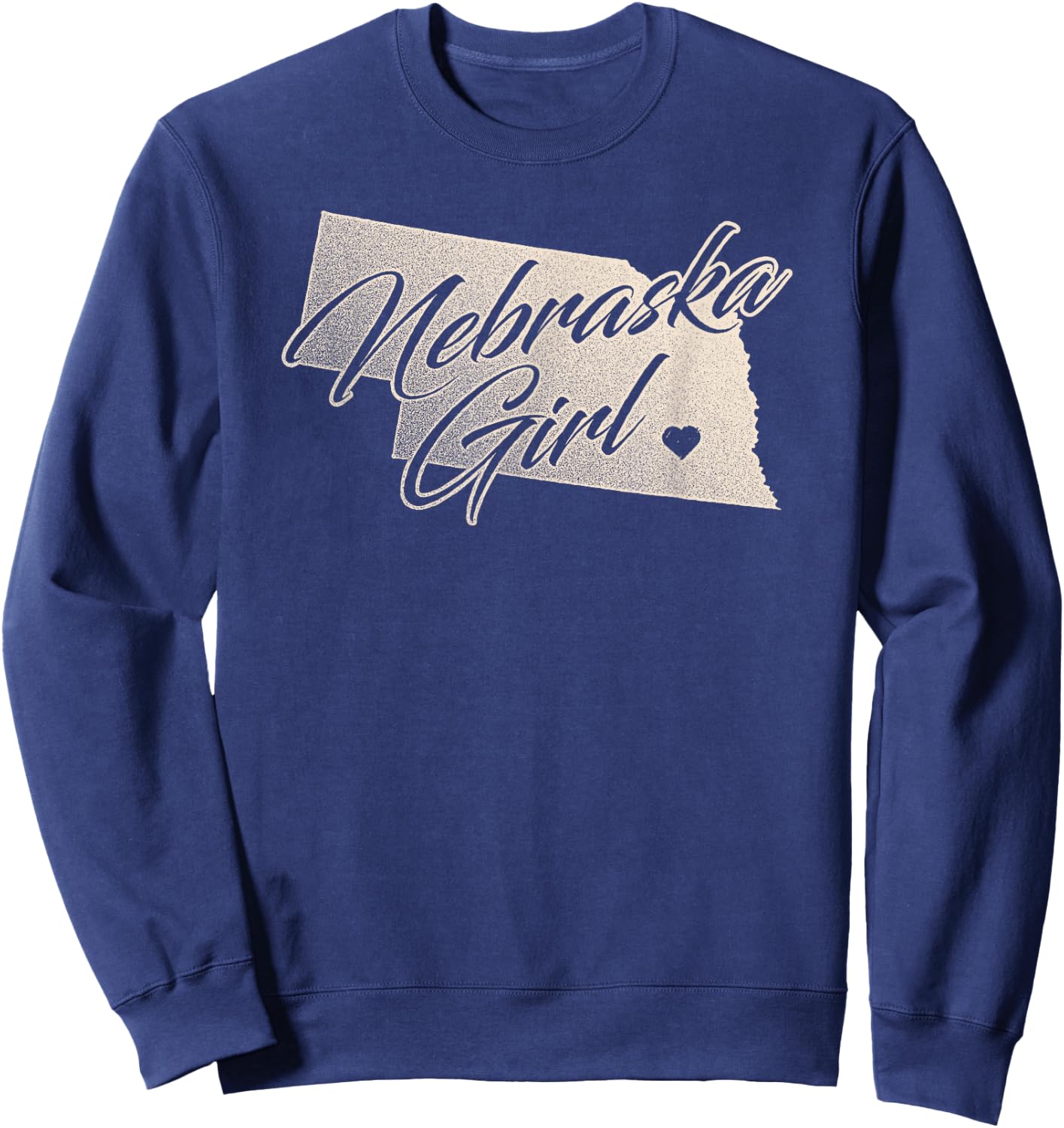 Nebraska Girl Vintage Distressed State Outline, Women's Sweatshirt - Sweatshirt | Navy