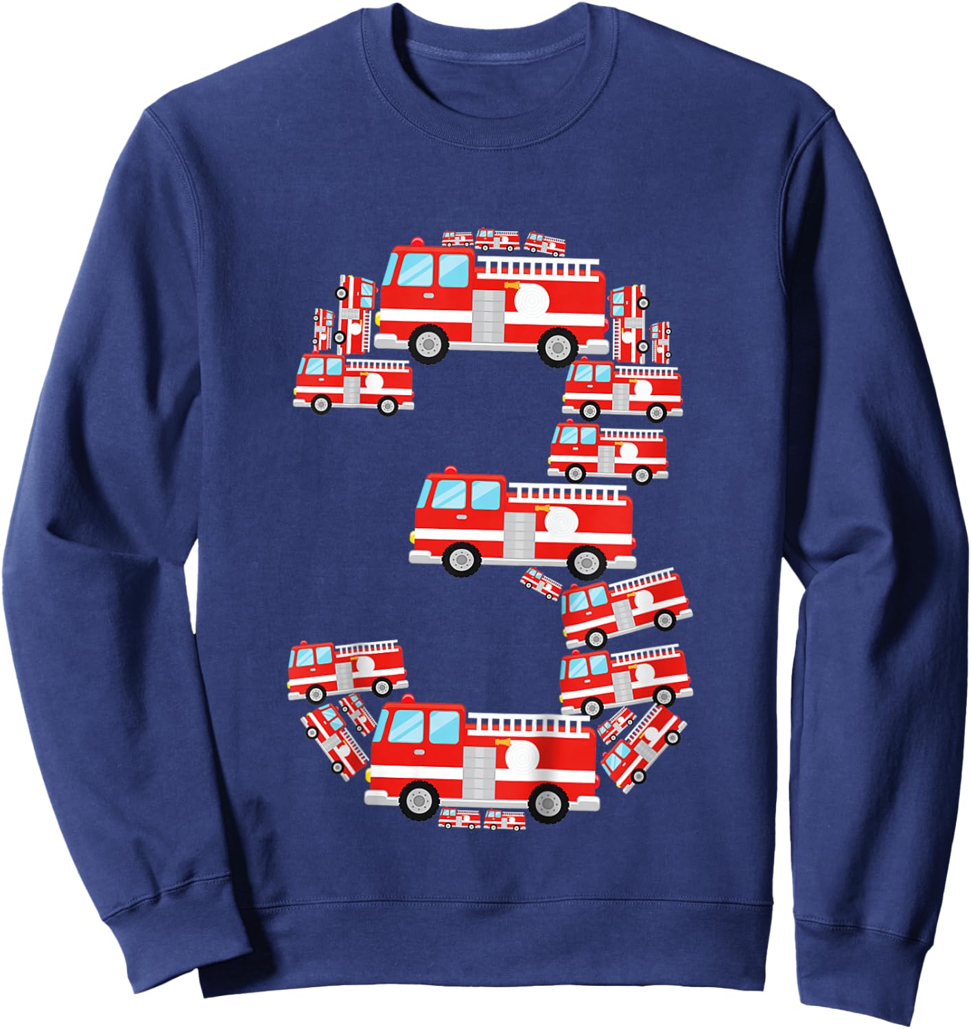 Kids Fire Truck 3rd Birthday Boy 3 Year Old Toddler Firefighter Sweatshirt - Sweatshirt | Navy