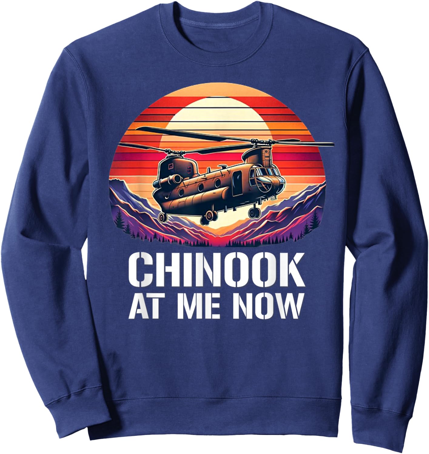 Vintage CH-47 Chinook Military Helicopter Sweatshirt - Sweatshirt | Navy