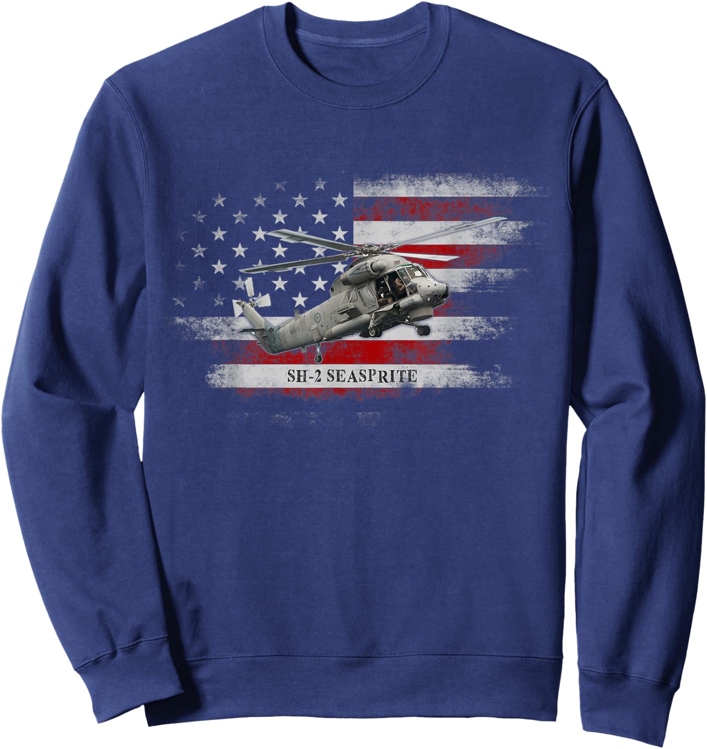 SH-2 Seasprite Helicopter USA Flag Helicopter Pilot Gifts Men Sweatshirt - Sweatshirt | Navy