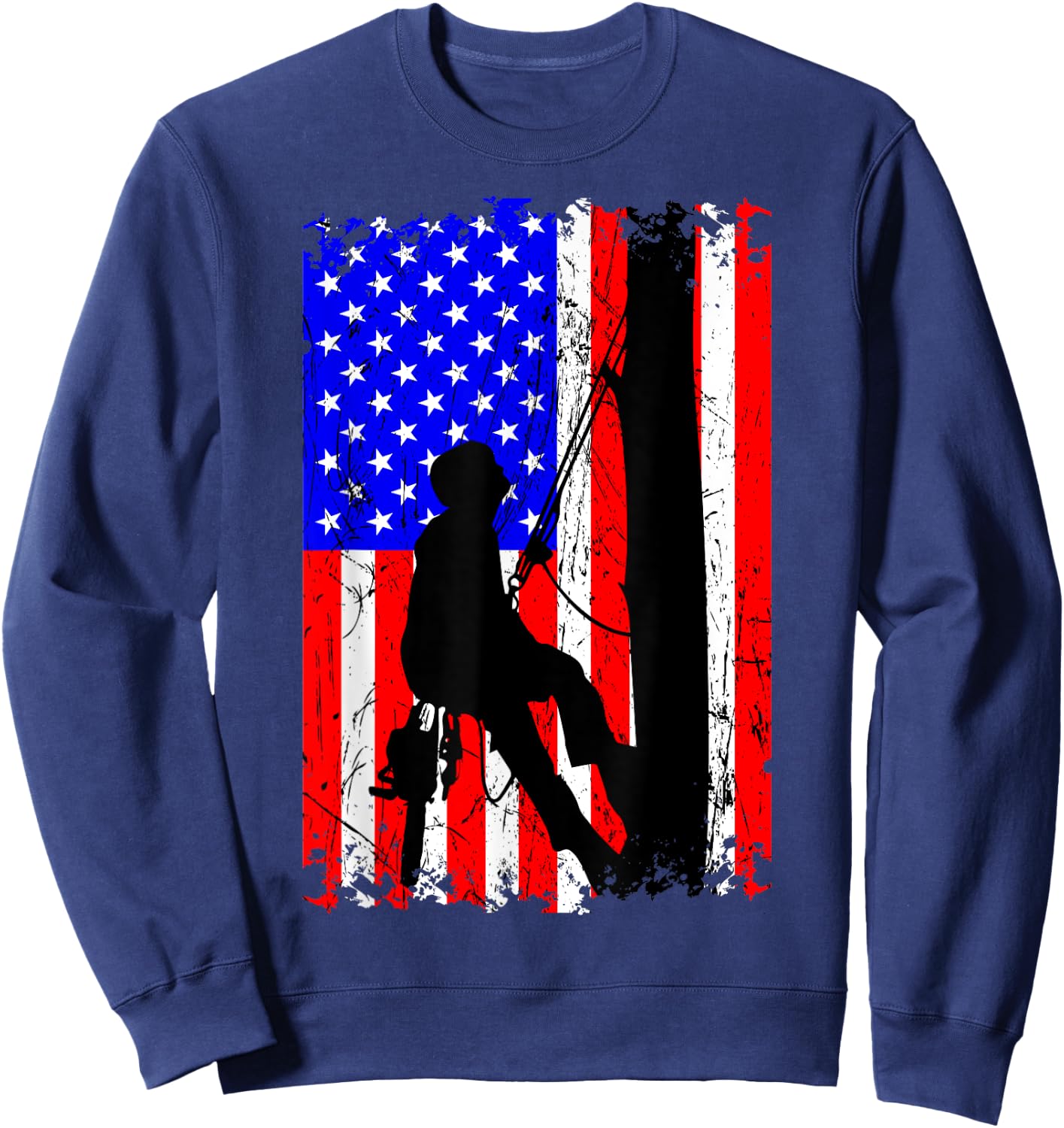 Arborist Arboriculturist Tree Surgeon Chainsaw US Flag Sweatshirt - Sweatshirt | Navy