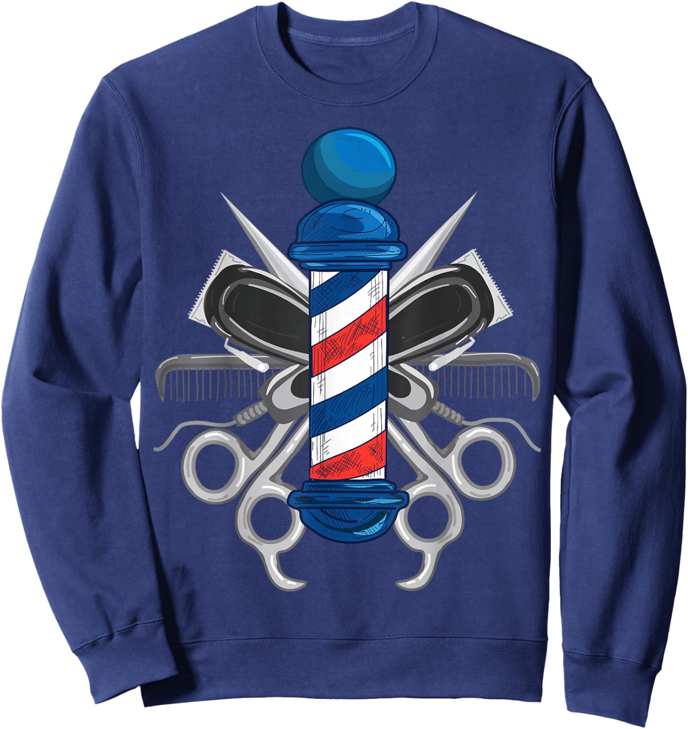 Funny Barber Design Hair Stylisht Barbershop Lovers Sweatshirt - Sweatshirt | Navy