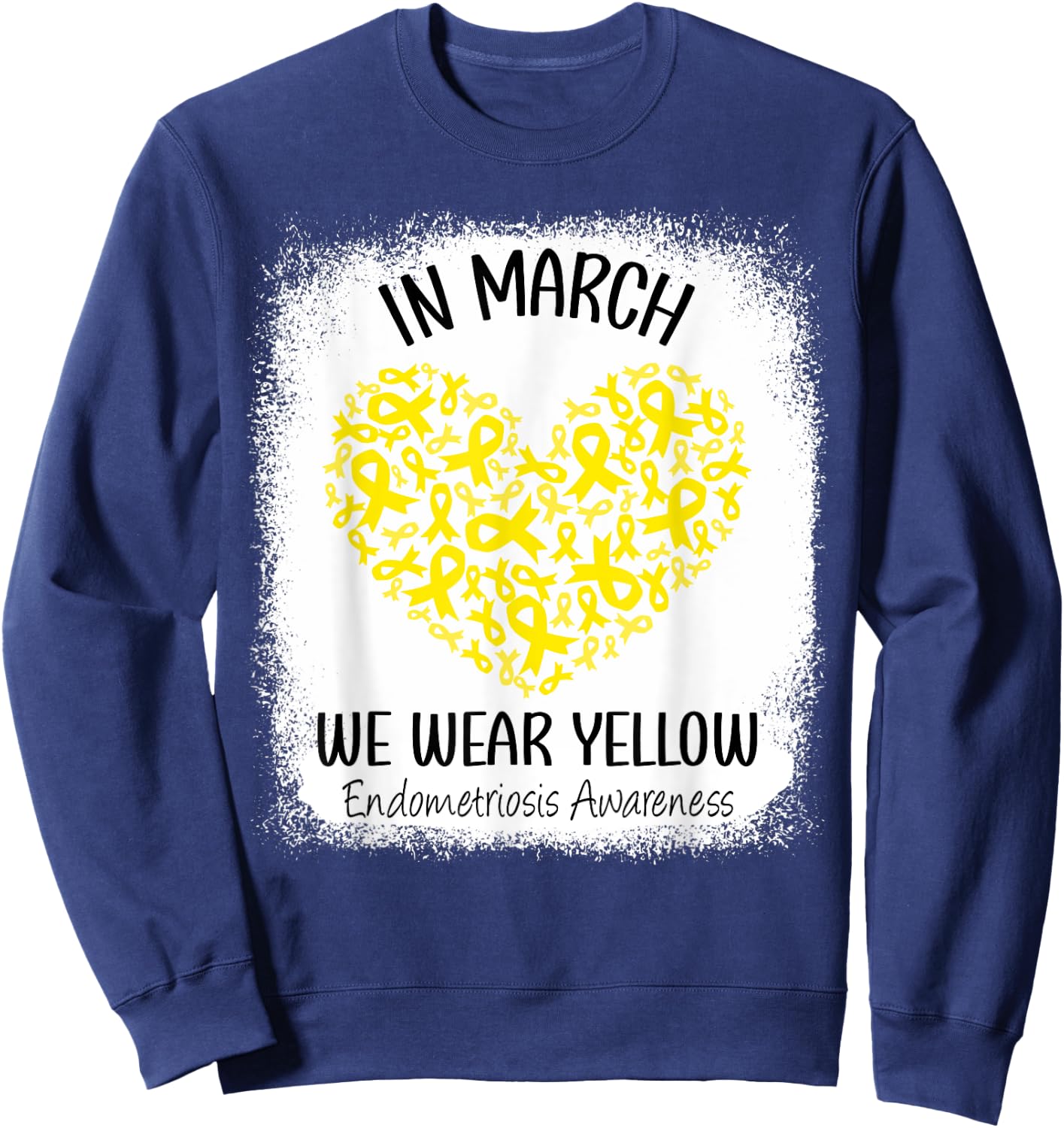 Heart In March We Wear Yellow Endometriosis Awareness Sweatshirt - Sweatshirt | Navy