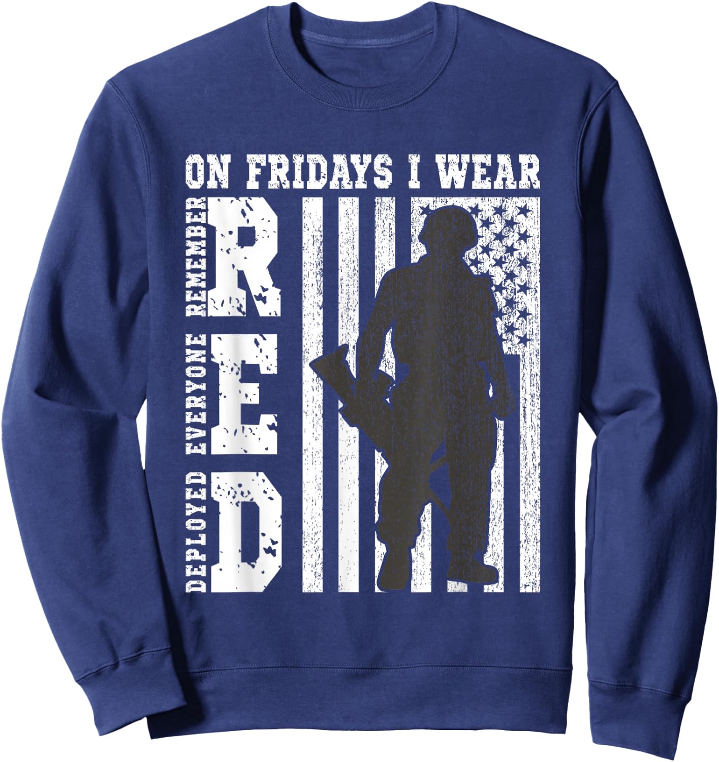 On Fridays I Wear Red USA Support American Troops Sweatshirt - Sweatshirt | Navy