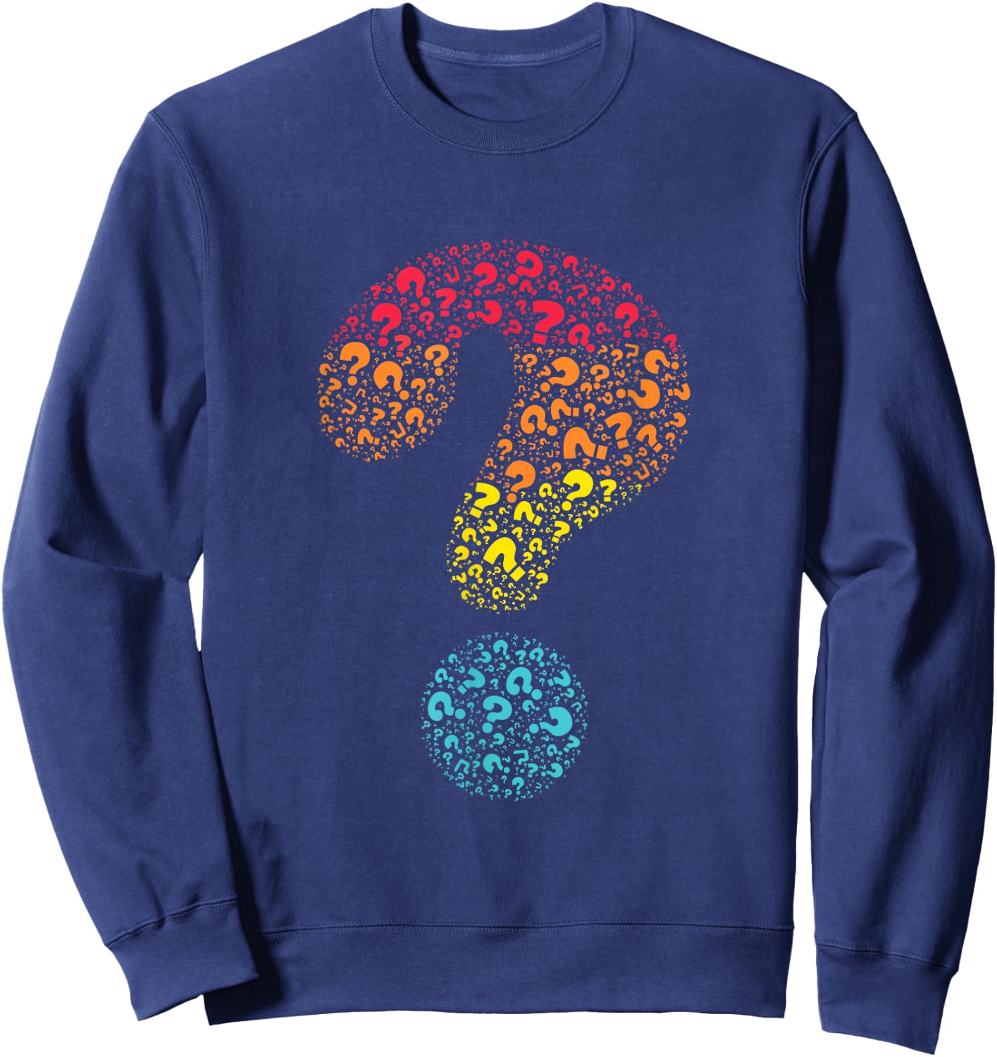 English Writing Questioning Typographic Designs Question Mark Grammar Punctuation Funny Sweatshirt - Sweatshirt | Navy